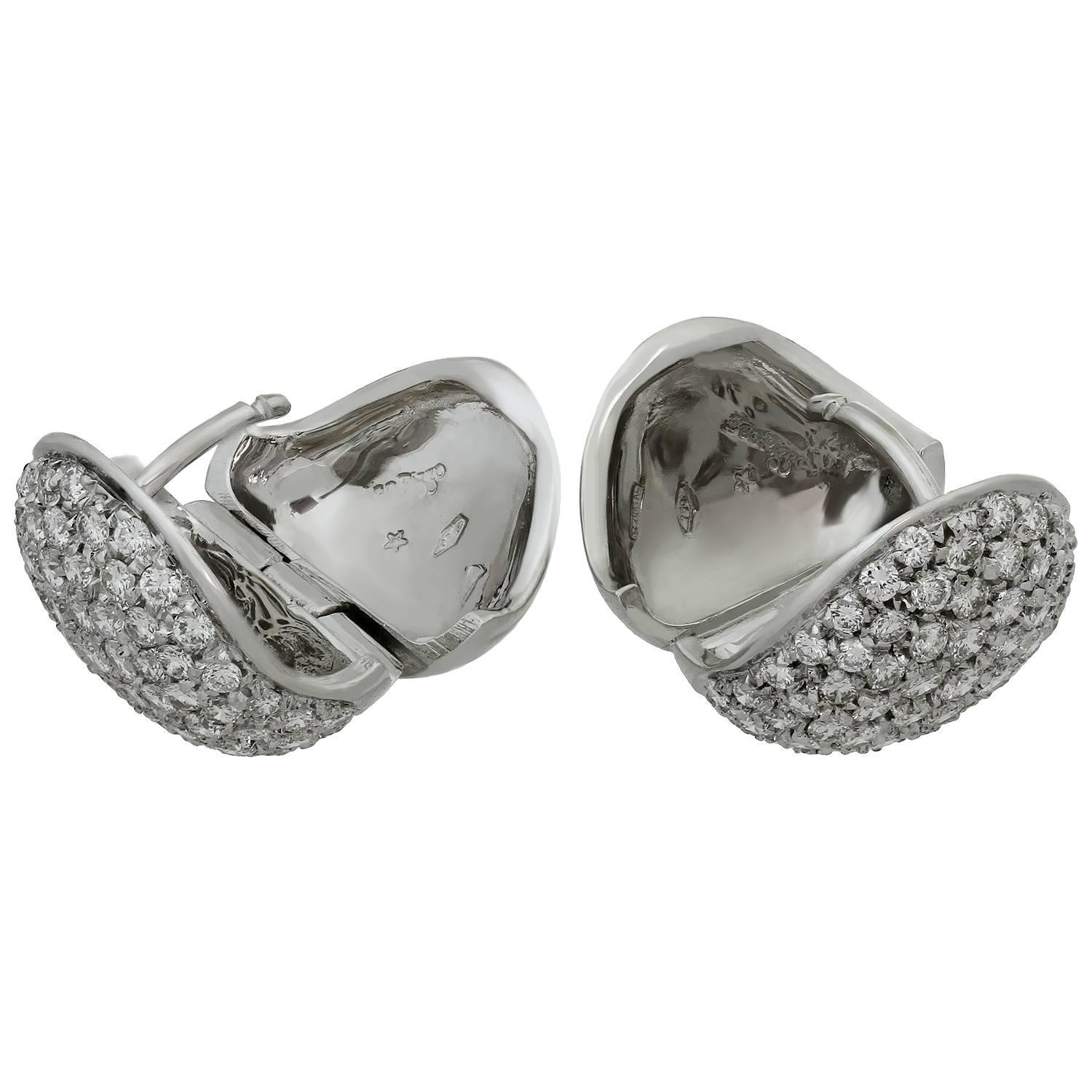 Leo Pizzo Diamond White Gold Huggie Earrings 1