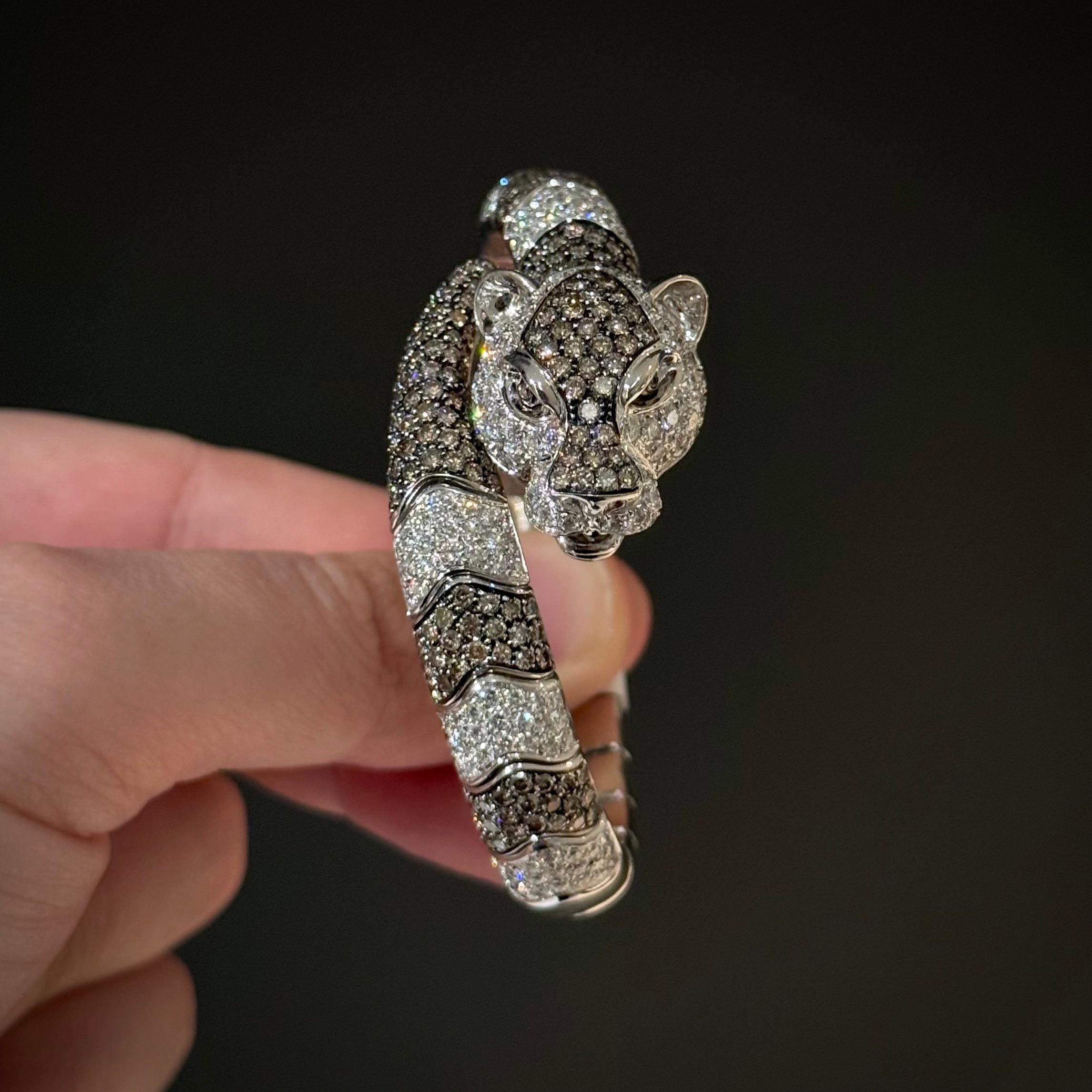 Leo Pizzo Fancy Brown Diamond Panther Animalia Bracciale Oro Bianco Italia 6
