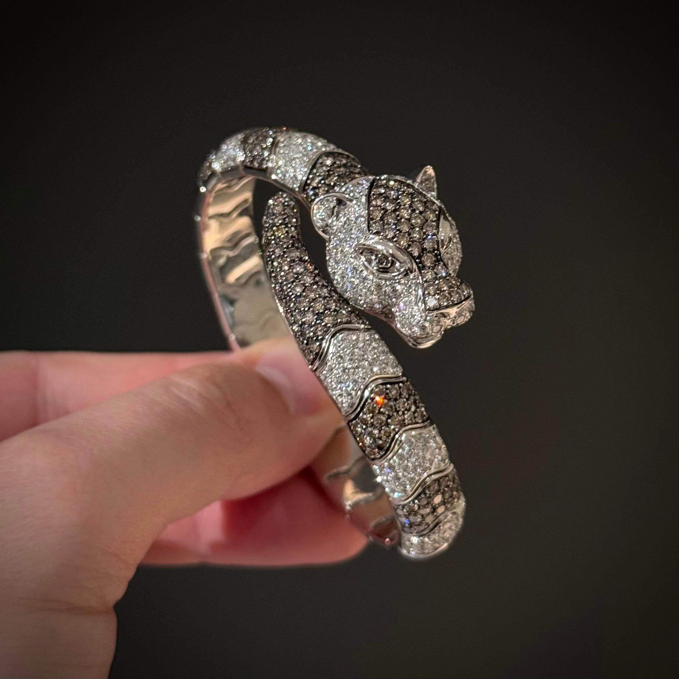 Leo Pizzo Fancy Brown Diamond Panther Animalia Bracciale Oro Bianco Italia 7