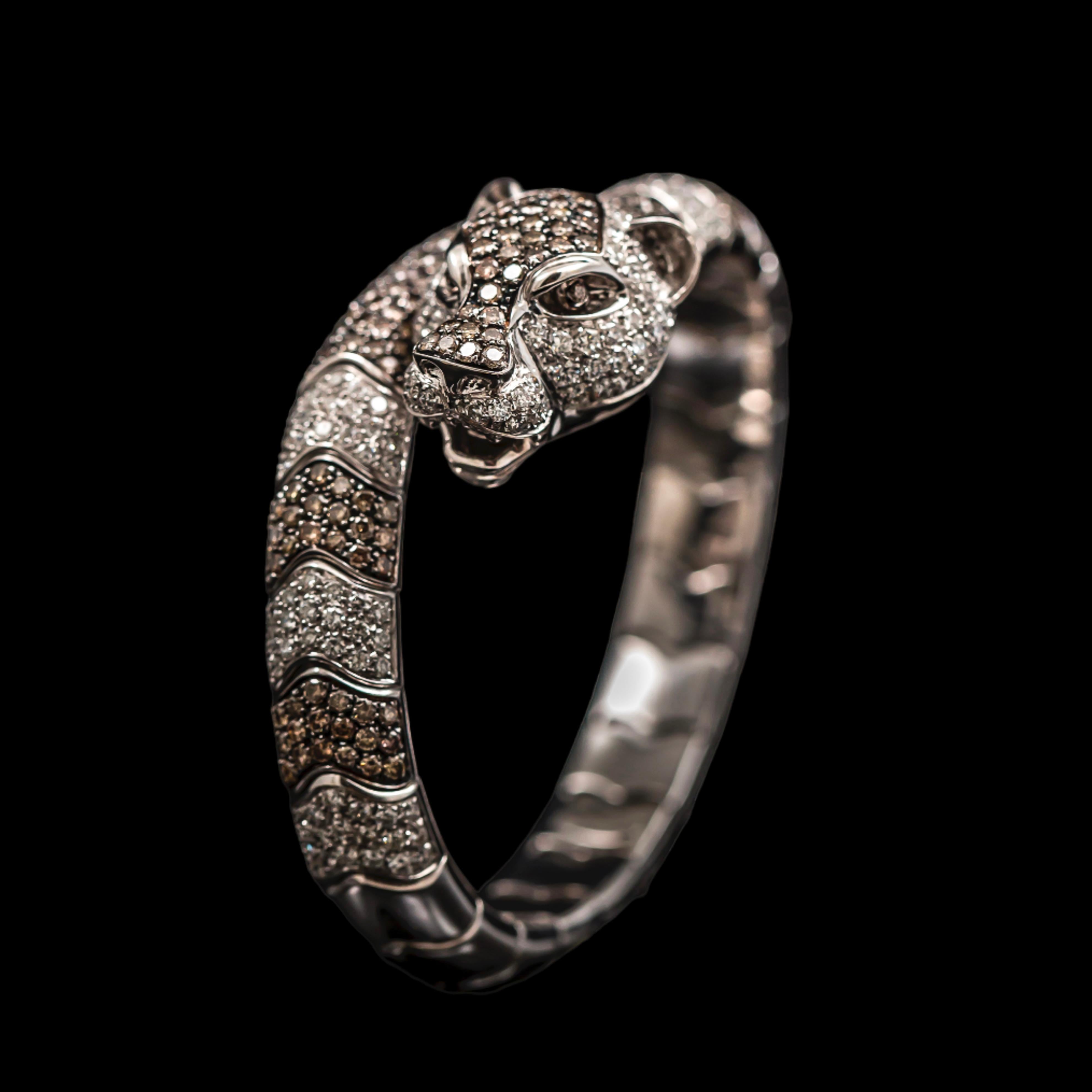 Leo Pizzo Fancy Brown Diamond Panther Animalia Bracciale Oro Bianco Italia 1