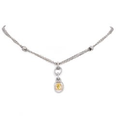 Leo Pizzo Fancy Yellow Diamond 18k Gold Dangle Pendant Necklace