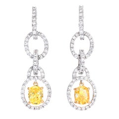Leo Pizzo Diamante Oval Amarillo Fantasía Platino 18K  Pendientes colgantes