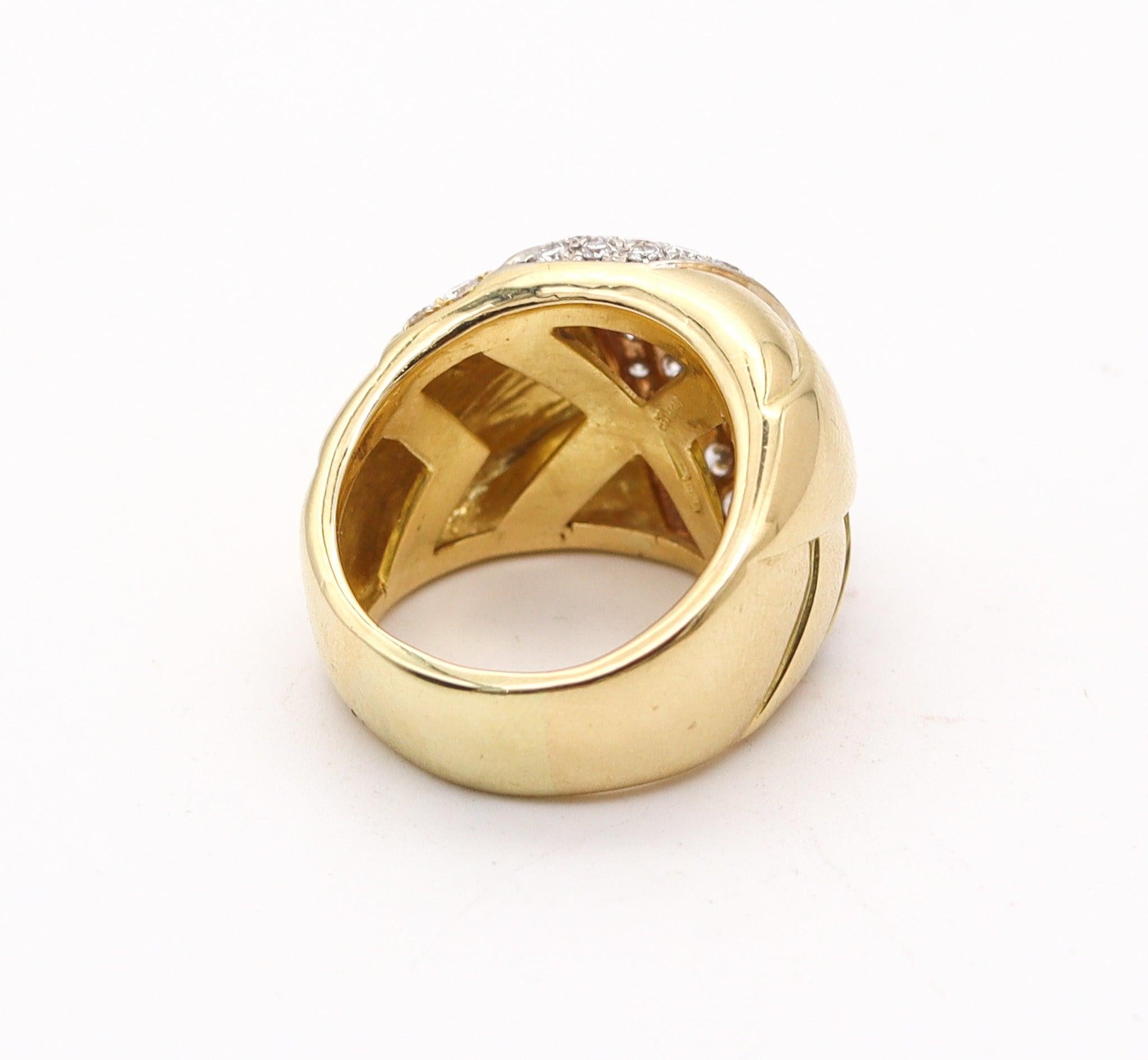 LEO PIZZO Anillo de cóctel Milano de oro amarillo de 18 quilates con diamantes de 3,36 quilates Modernista en venta