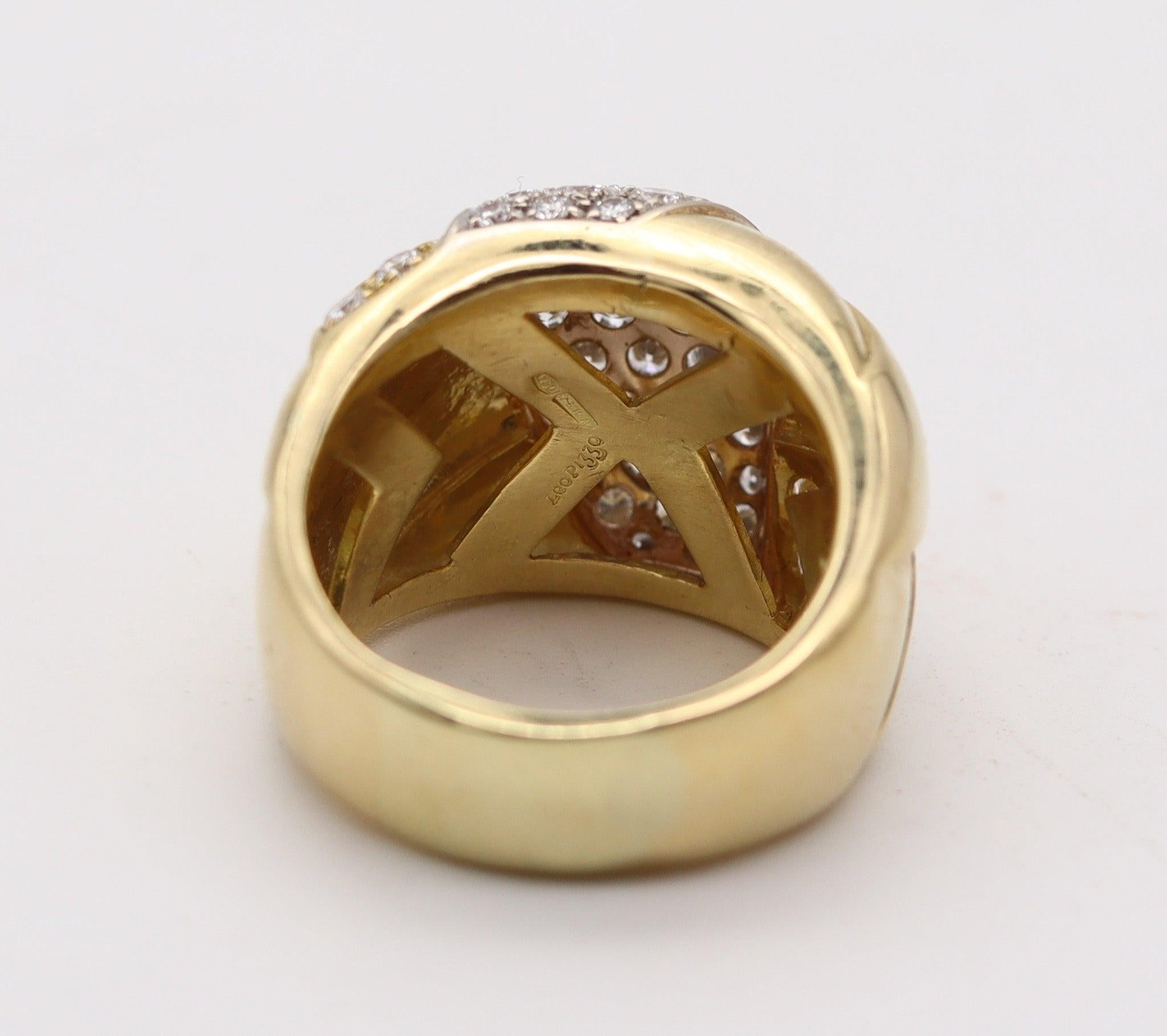 LEO PIZZO Anillo de cóctel Milano de oro amarillo de 18 quilates con diamantes de 3,36 quilates Corte brillante en venta