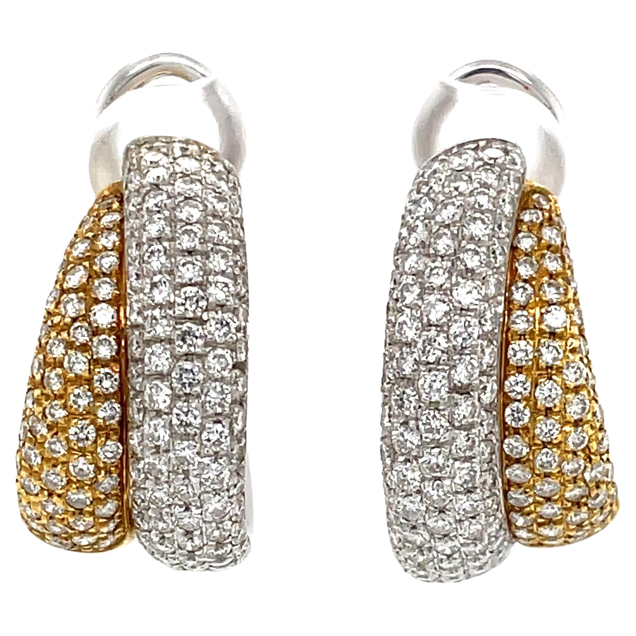 Leo Pizzo Diamond Yellow White Gold Couture Double Hoop Earrings