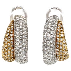 Vintage Leo Pizzo Diamond Yellow White Gold Couture Double Hoop Earrings