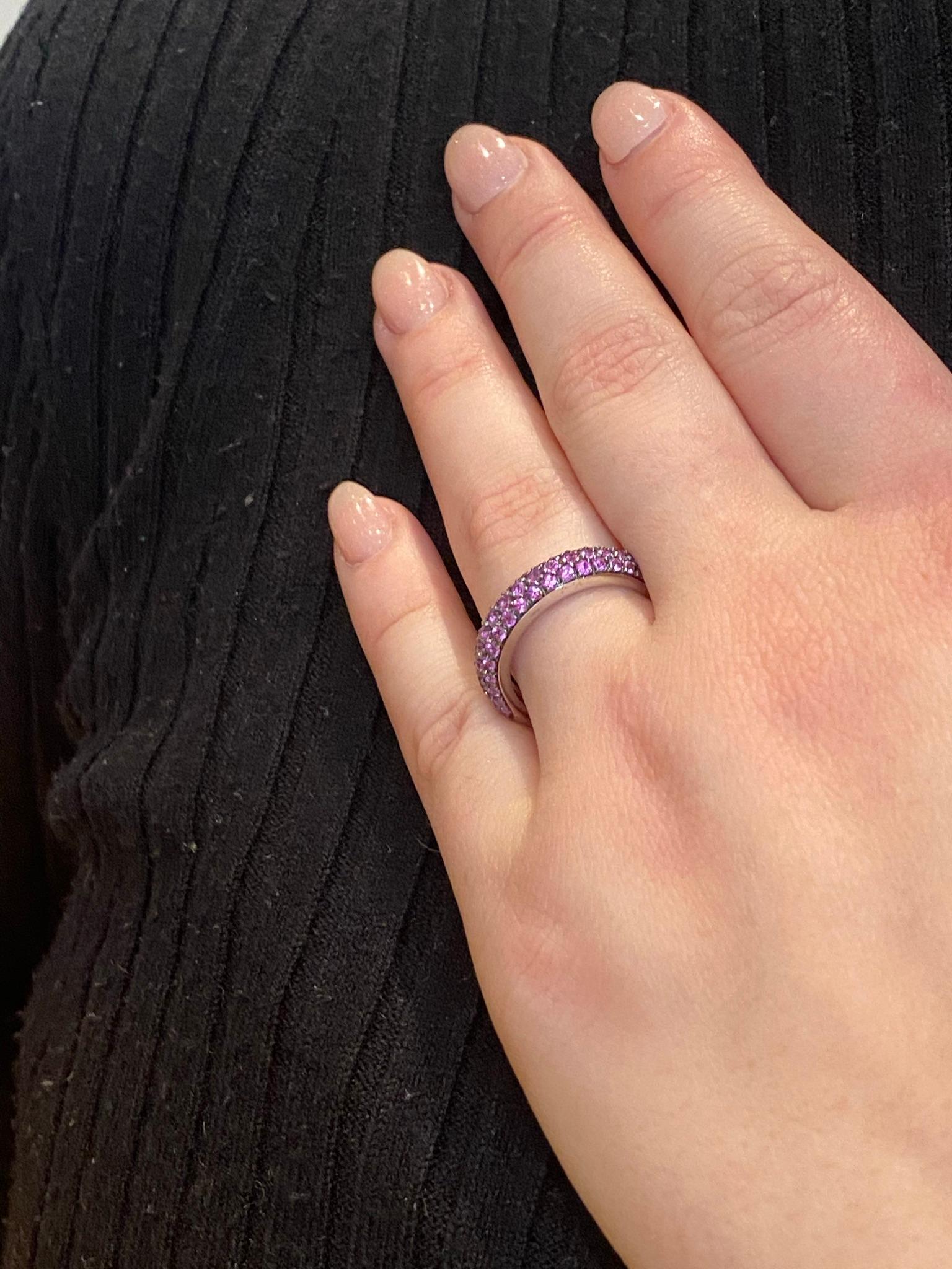 Leo Pizzo Pink Sapphires White Gold Ring, Model: Pavé 2