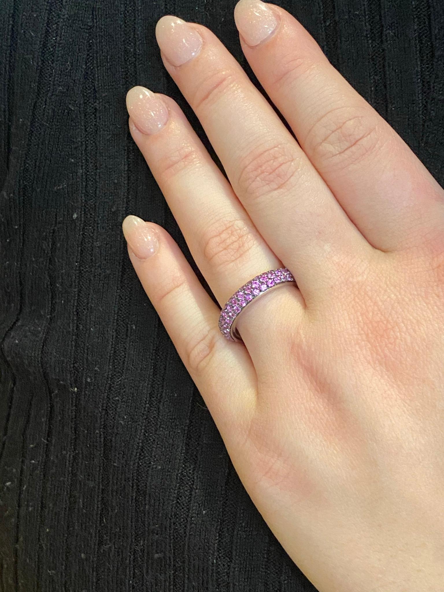 Leo Pizzo Pink Sapphires White Gold Ring, Model: Pavé 1