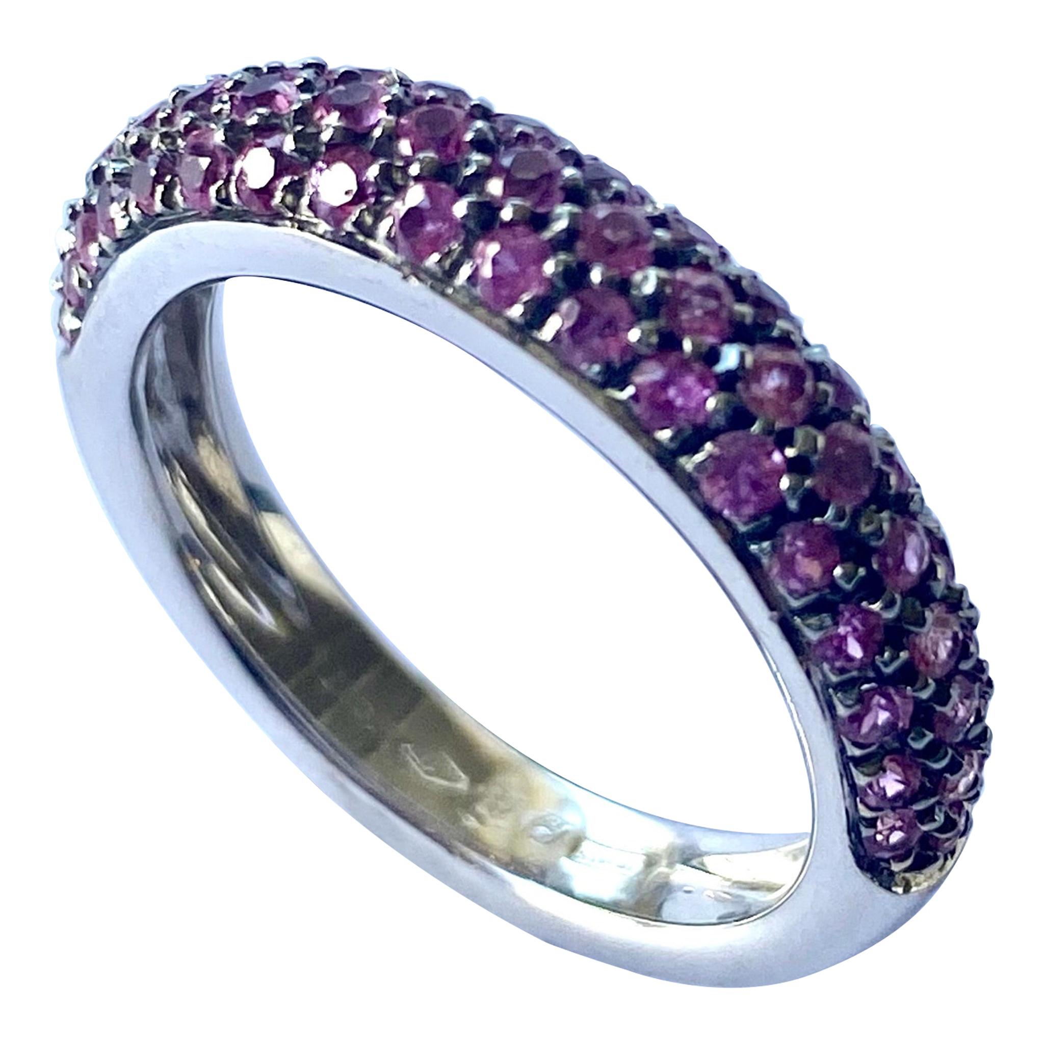 Leo Pizzo Pink Sapphires White Gold Ring, Model: Pavé