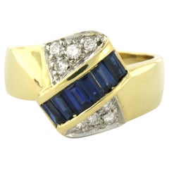 LEO PIZZO ring with sapphire and brilliant cut diamonds up to 0.35ct 18k gold