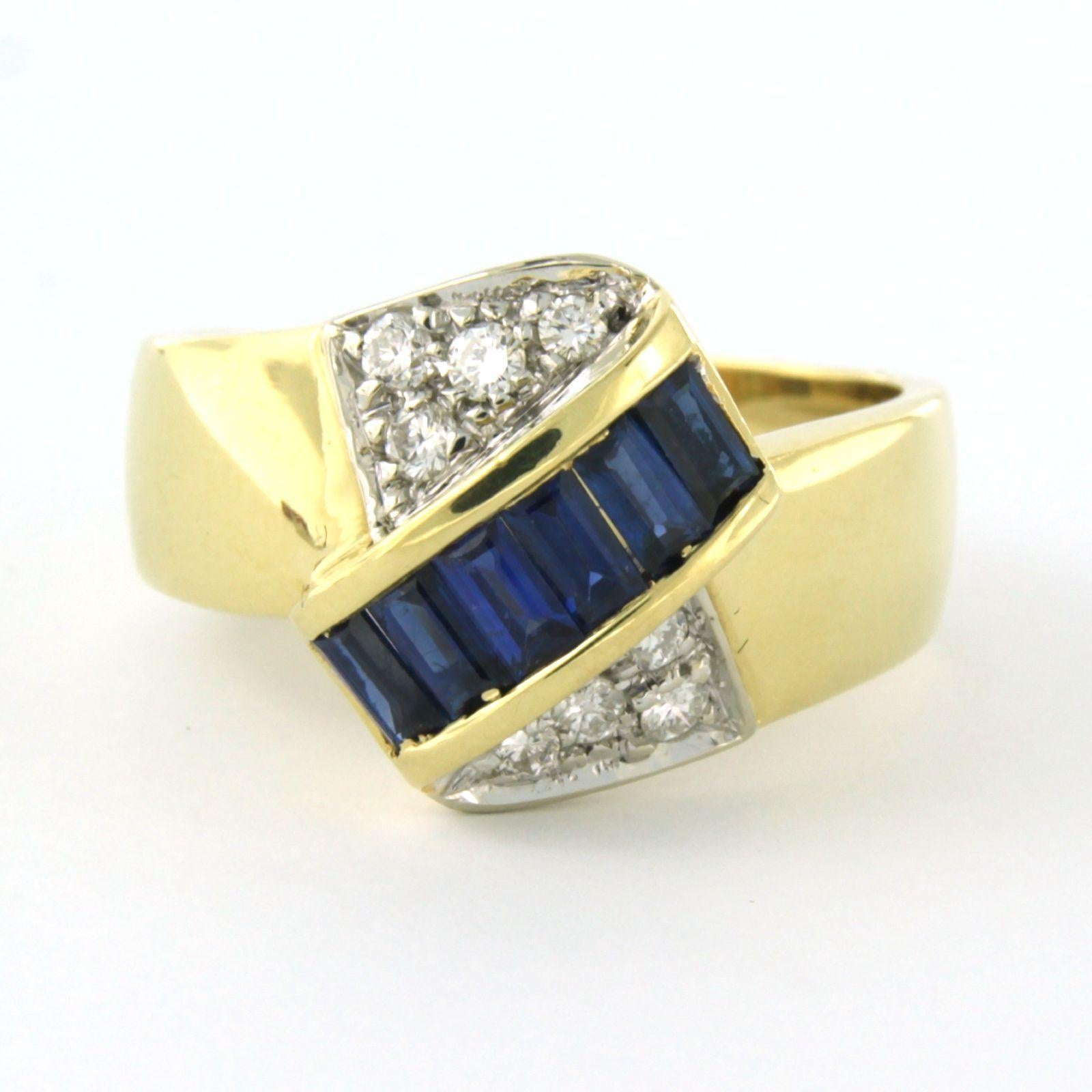 LEO PIZZO - 18 kt bicolor gold ring set with sapphire 1.00 ct in total and brilliant cut diamond 0.35 ct in total - F - VS - ring size U.S. 8 - EU. 18(57)

detailed description

the top of the ring is 1.4 cm wide

weight : 6.5 grams

ring size U.S.