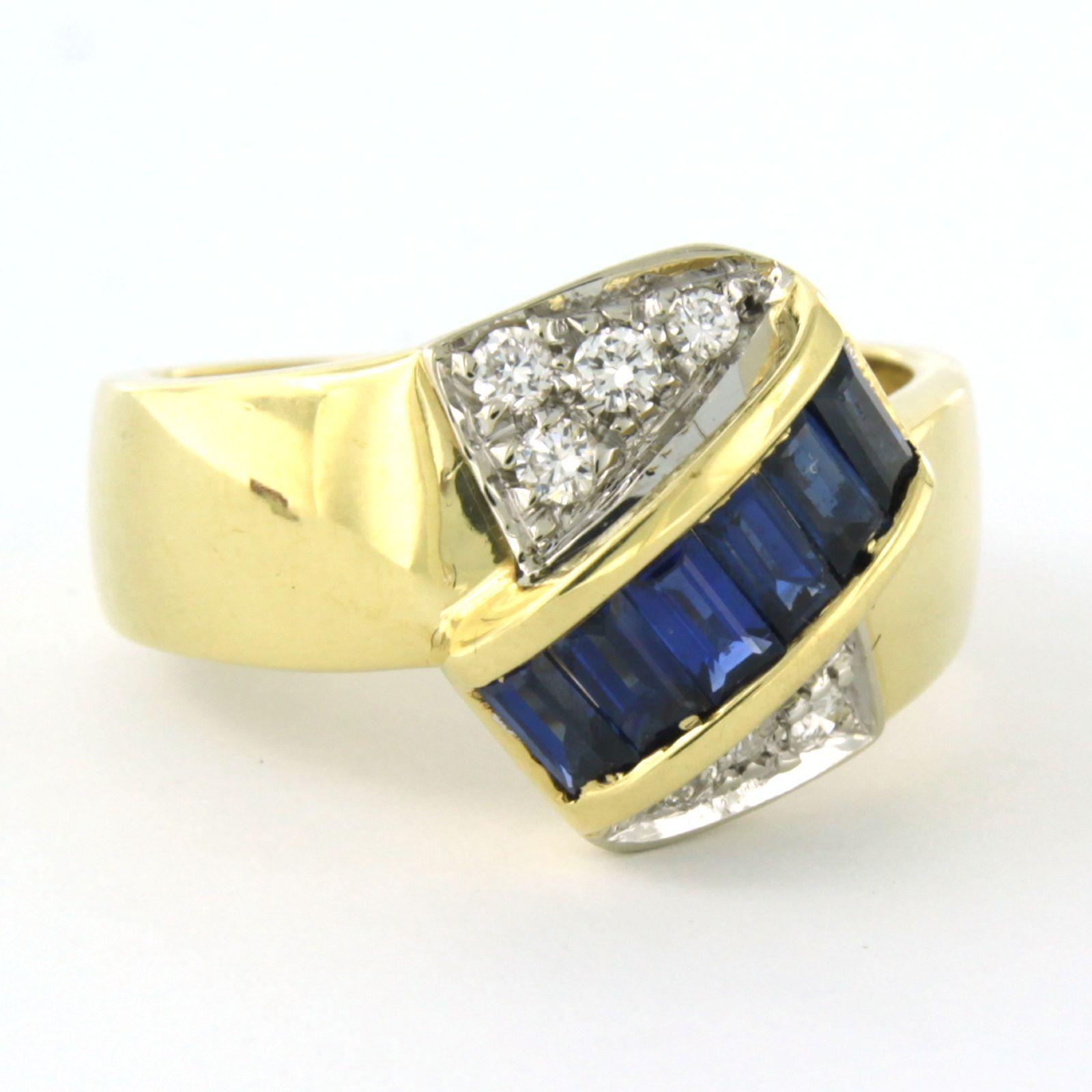 Modern LEO PIZZO Ring with sapphire and diamonds 18k bicolor gold For Sale