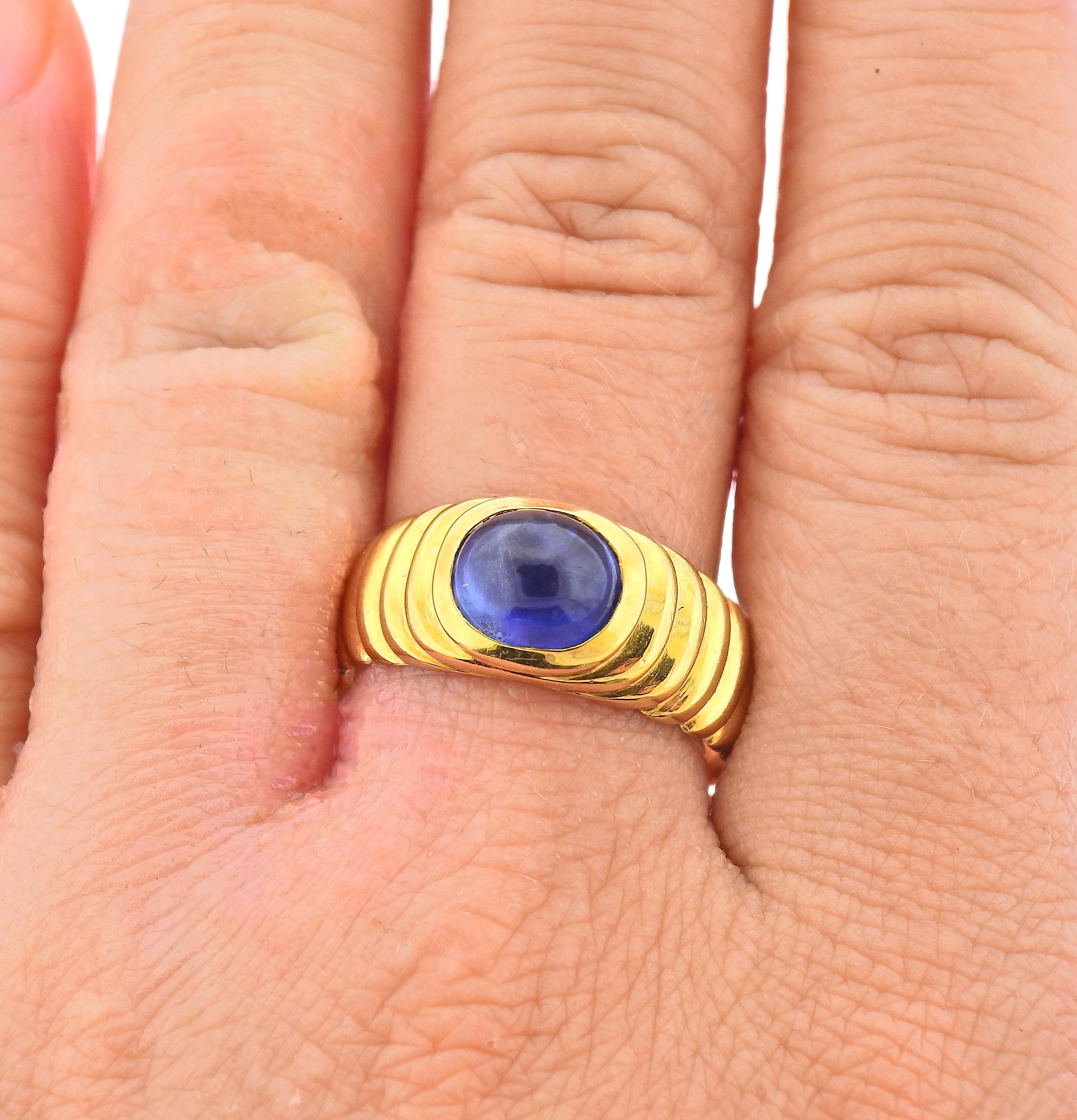 Leo Pizzo Sapphire Cabochon Gold Ring In Excellent Condition In New York, NY