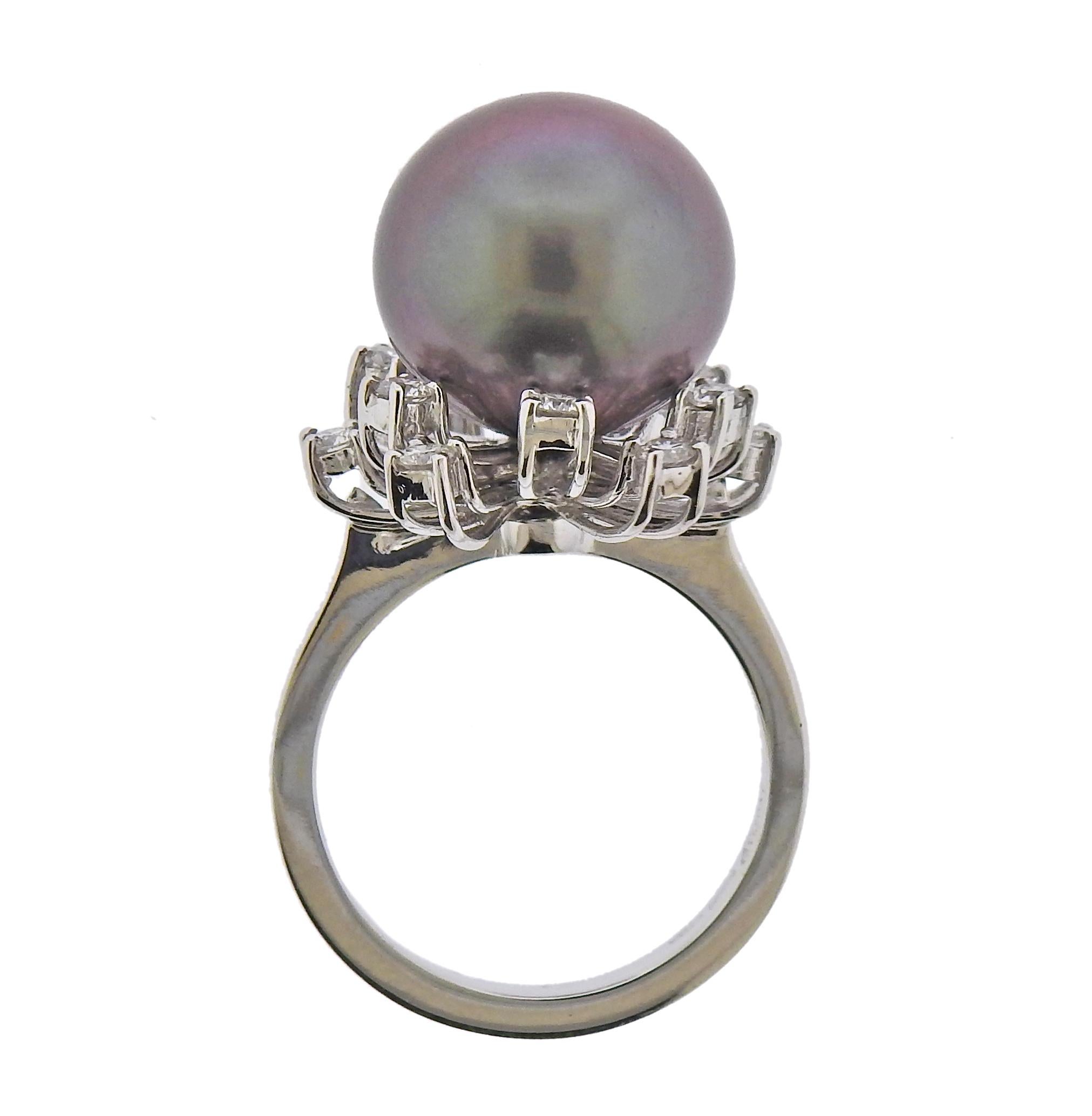 Leo Pizzo Tahitian South Sea Pearl Diamond Gold In Excellent Condition For Sale In New York, NY