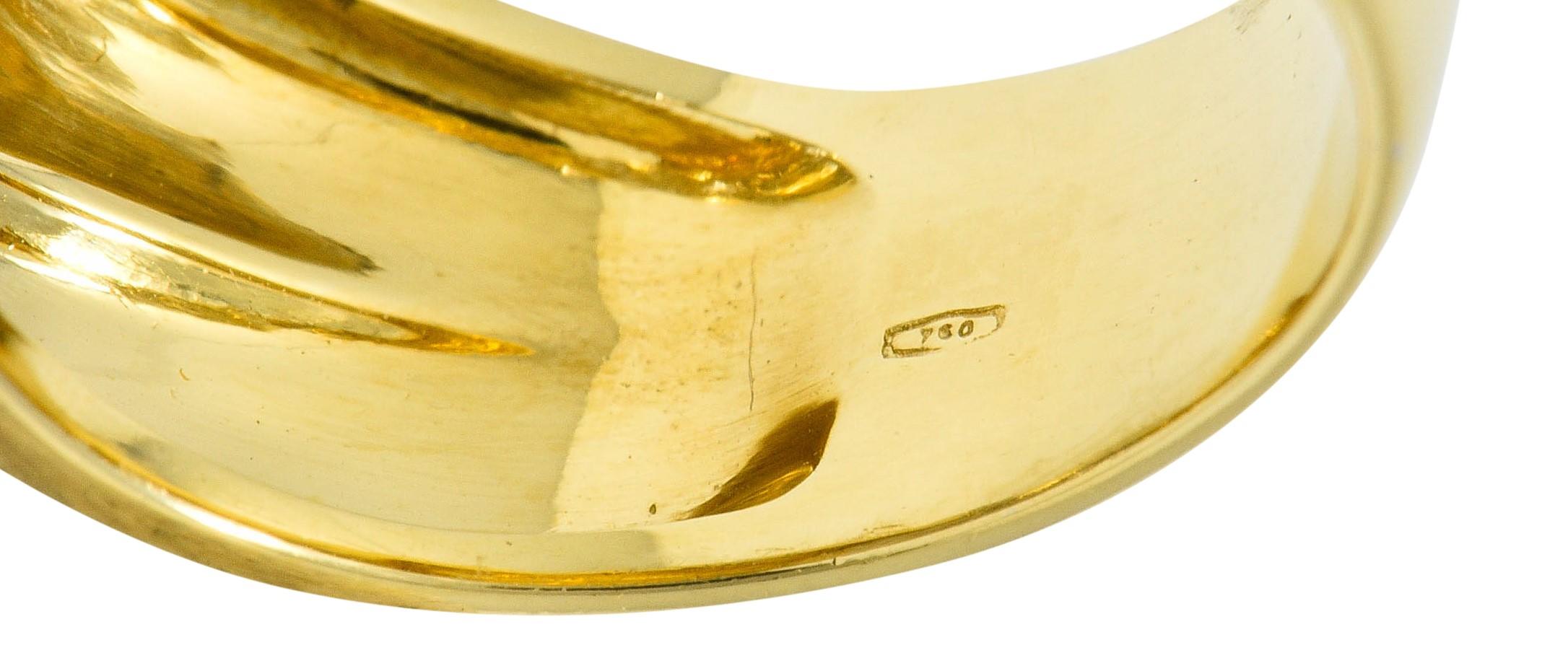 Leo Pizzo Vintage Italian Diamond 18 Karat Two-Tone Gold Band Ring 4