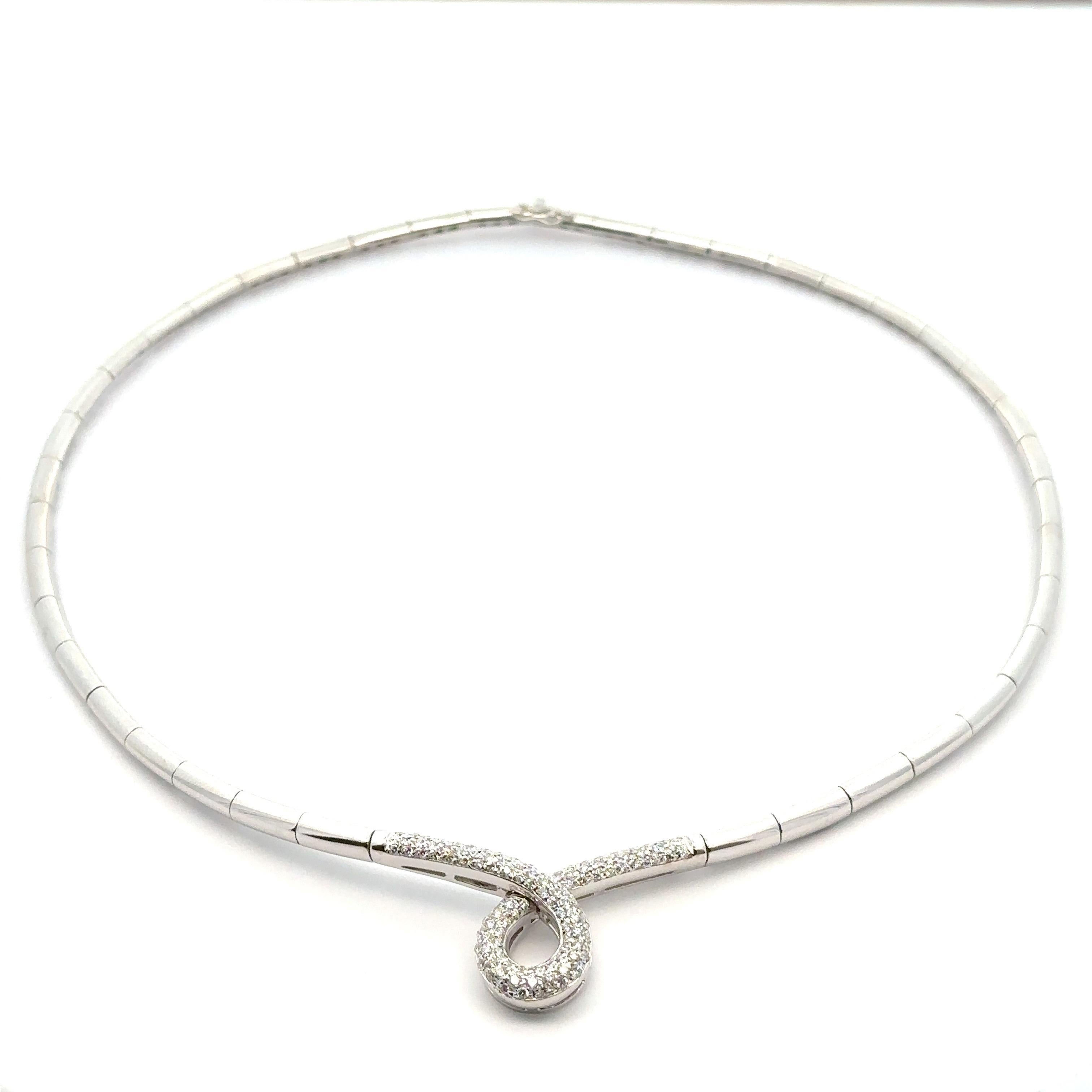 Leo Pizzo White Gold 1.25ctw Diamond Twist Center Sectional Choker Necklace For Sale 5