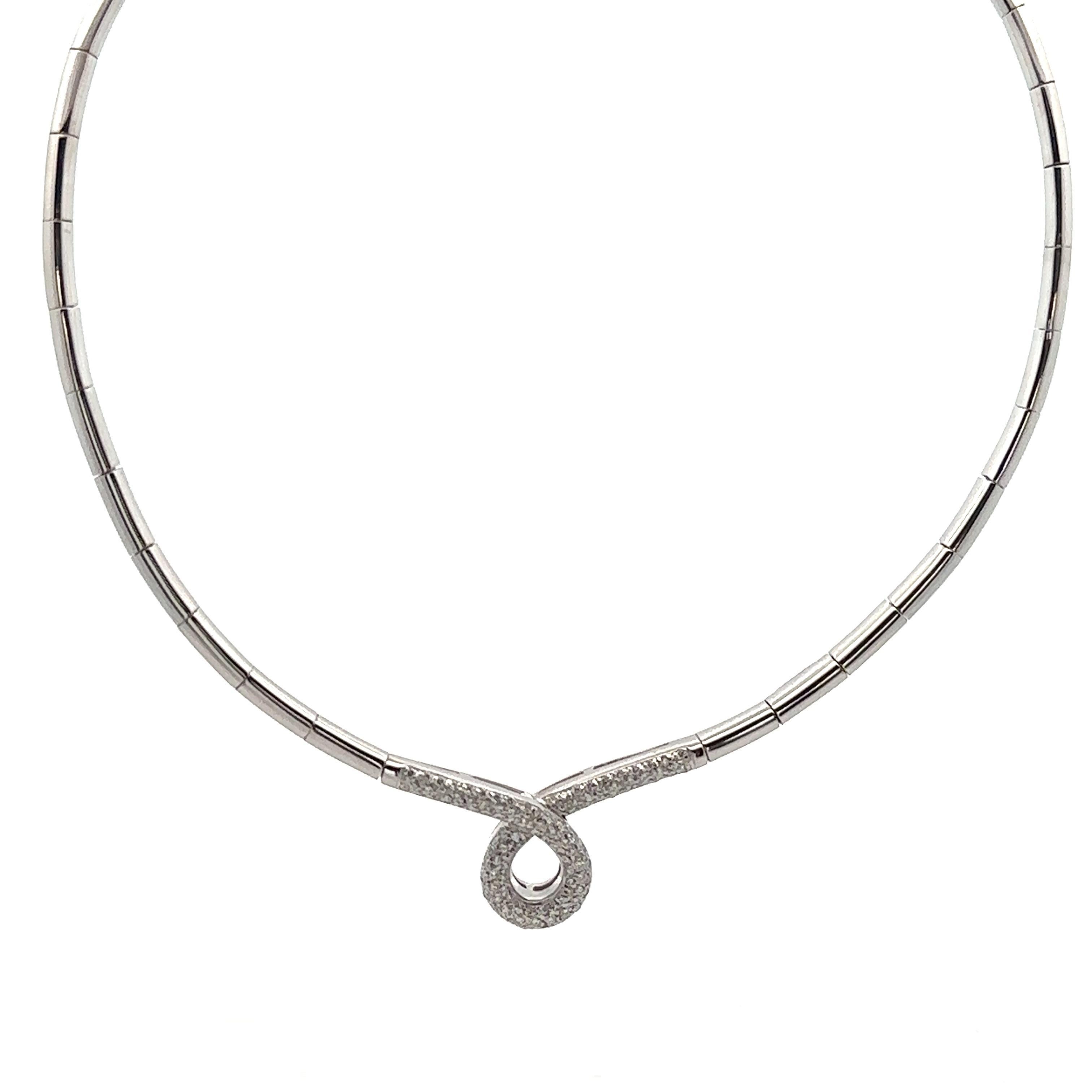 Leo Pizzo White Gold 1.25ctw Diamond Twist Center Sectional Choker Necklace For Sale 7
