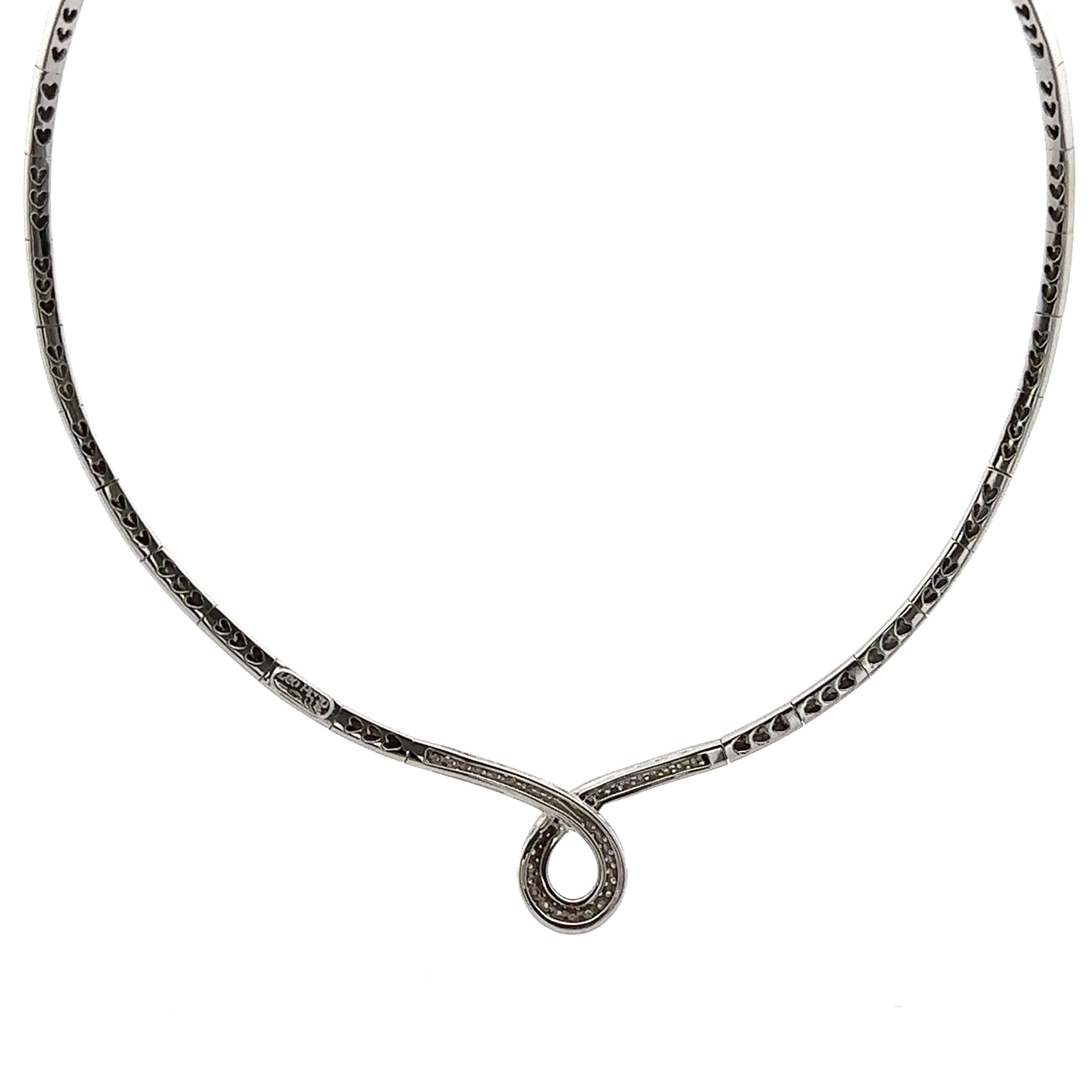 Leo Pizzo White Gold 1.25ctw Diamond Twist Center Sectional Choker Necklace For Sale 8