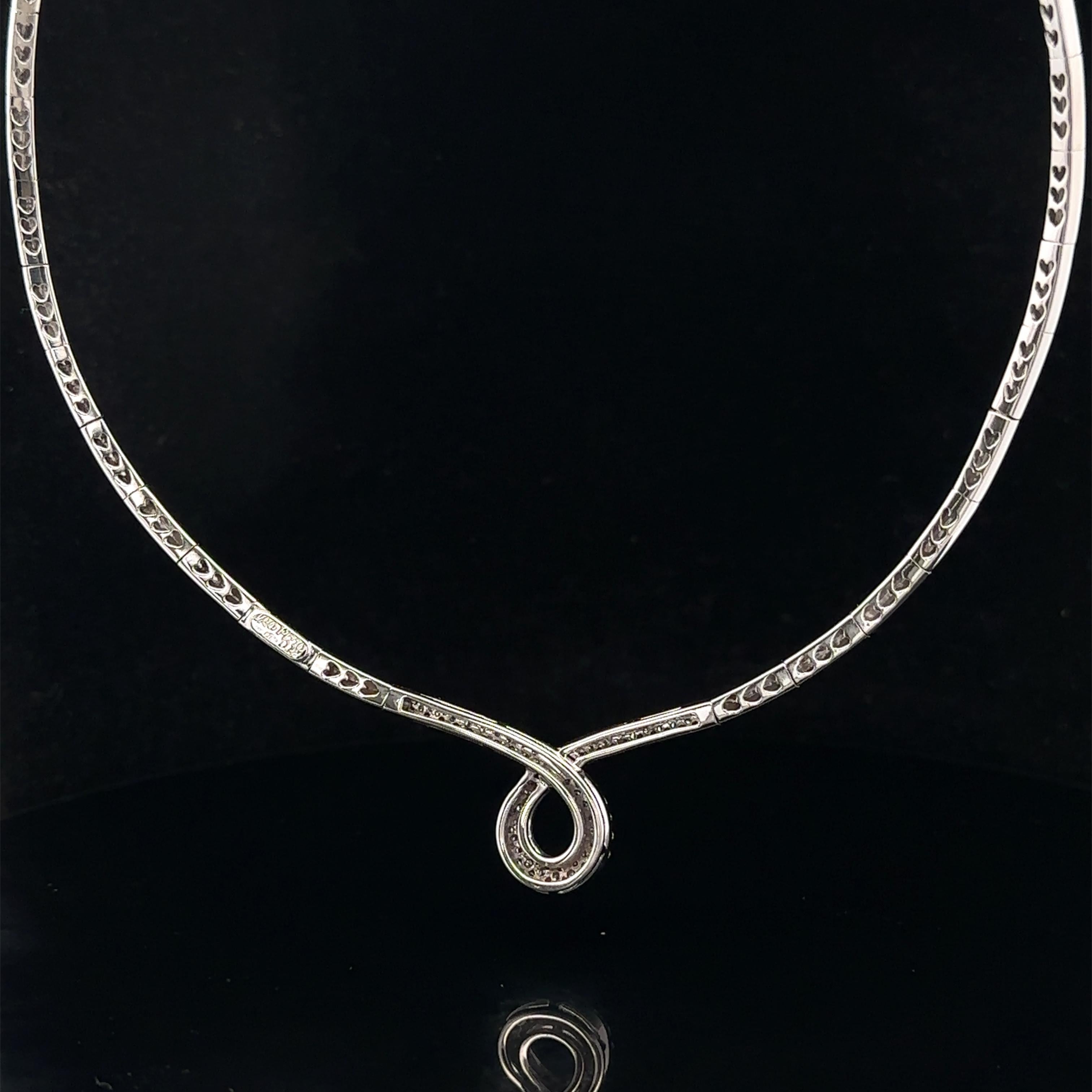 Leo Pizzo White Gold 1.25ctw Diamond Twist Center Sectional Choker Necklace In Excellent Condition For Sale In Montclair, NJ