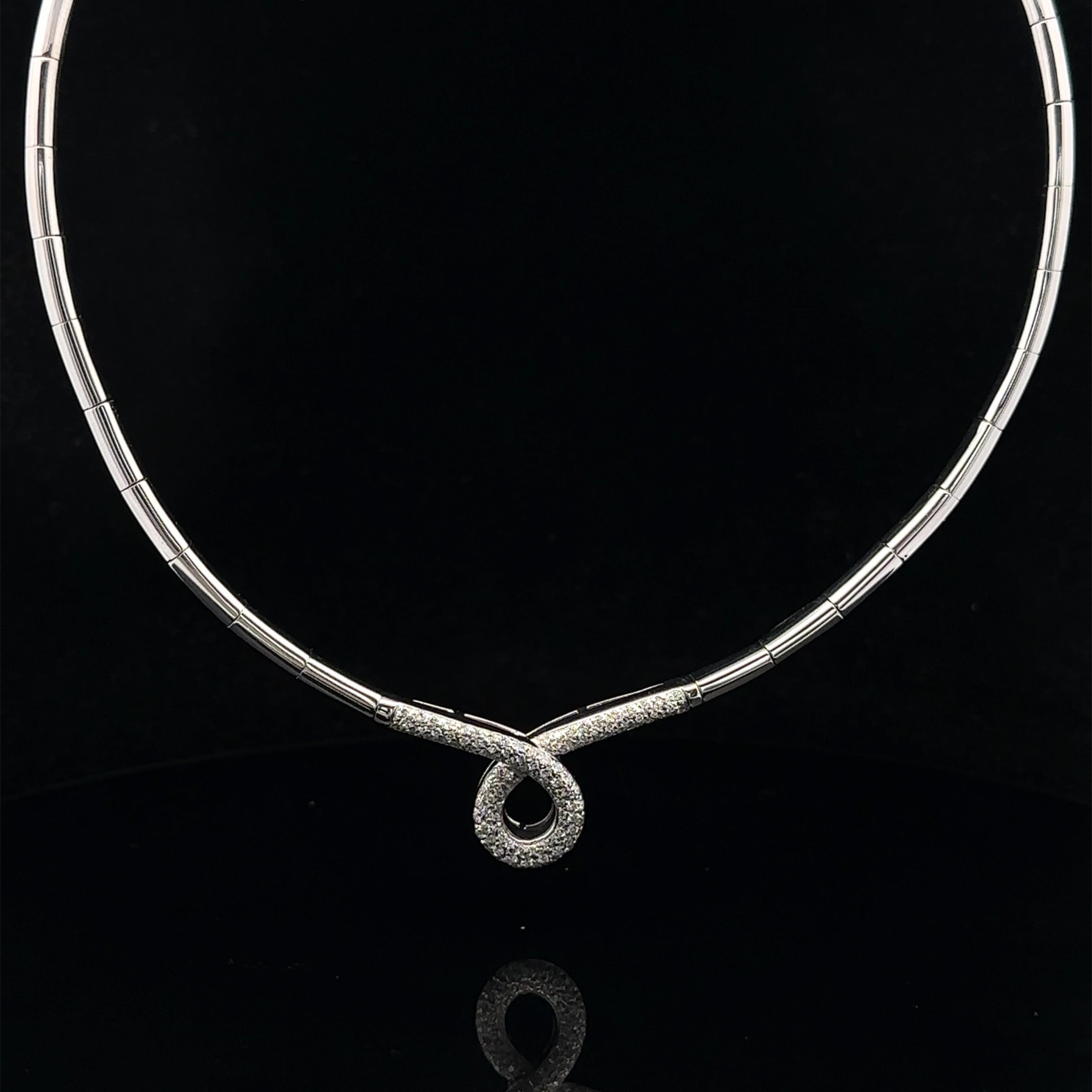 Women's Leo Pizzo White Gold 1.25ctw Diamond Twist Center Sectional Choker Necklace For Sale