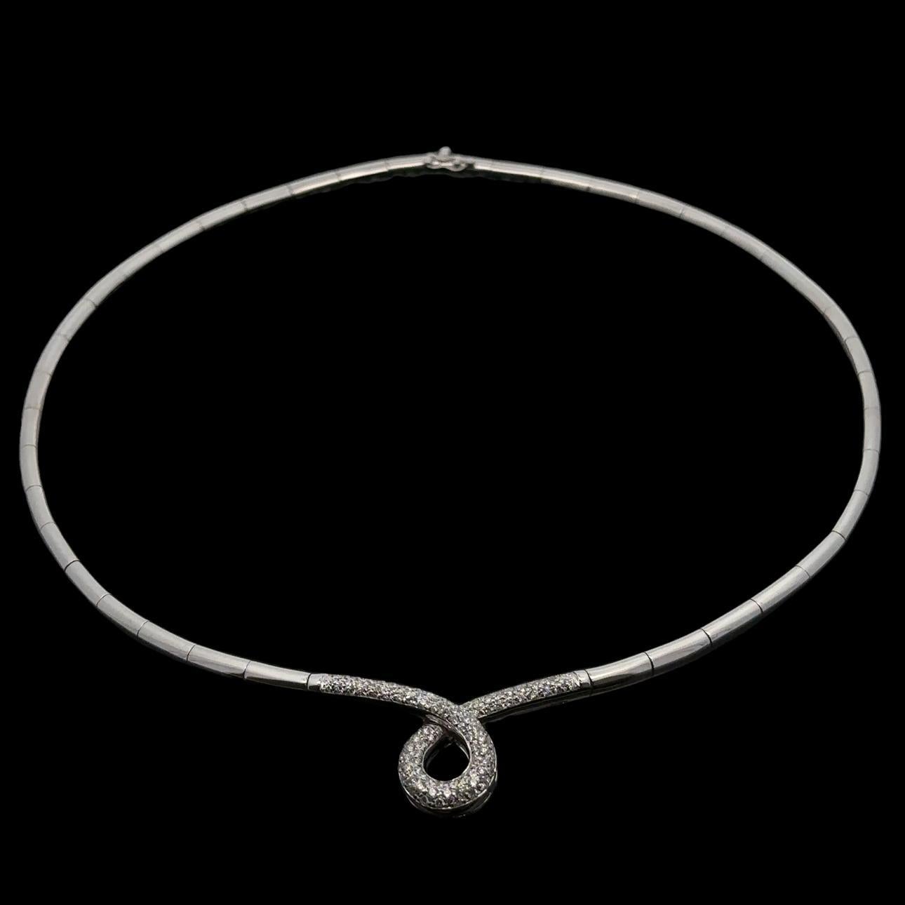 Leo Pizzo White Gold 1.25ctw Diamond Twist Center Sectional Choker Necklace For Sale 2