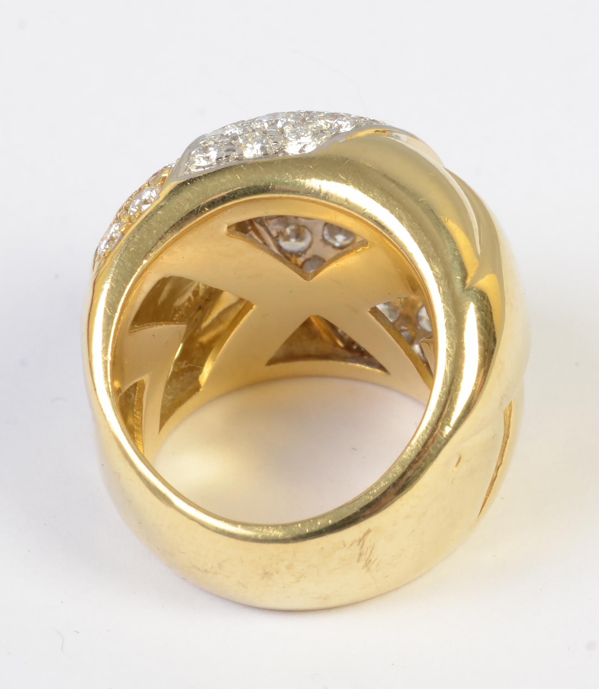 Leo Pizzo, large bague jonc en or et diamants Excellent état - En vente à Darnestown, MD