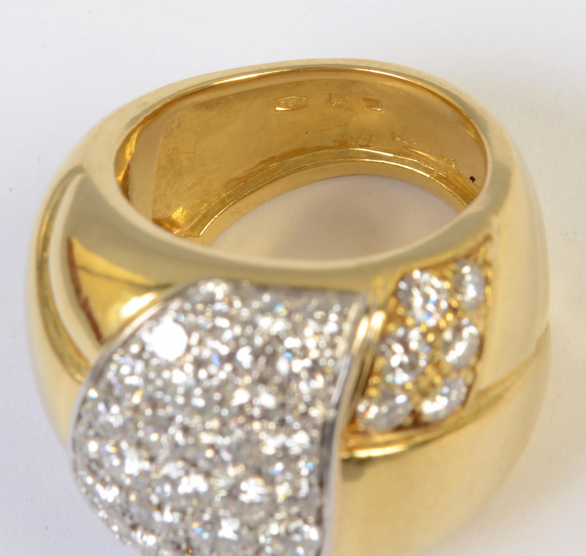 Women's or Men's Leo Pizzo Wide Gold Diamond Band Ring