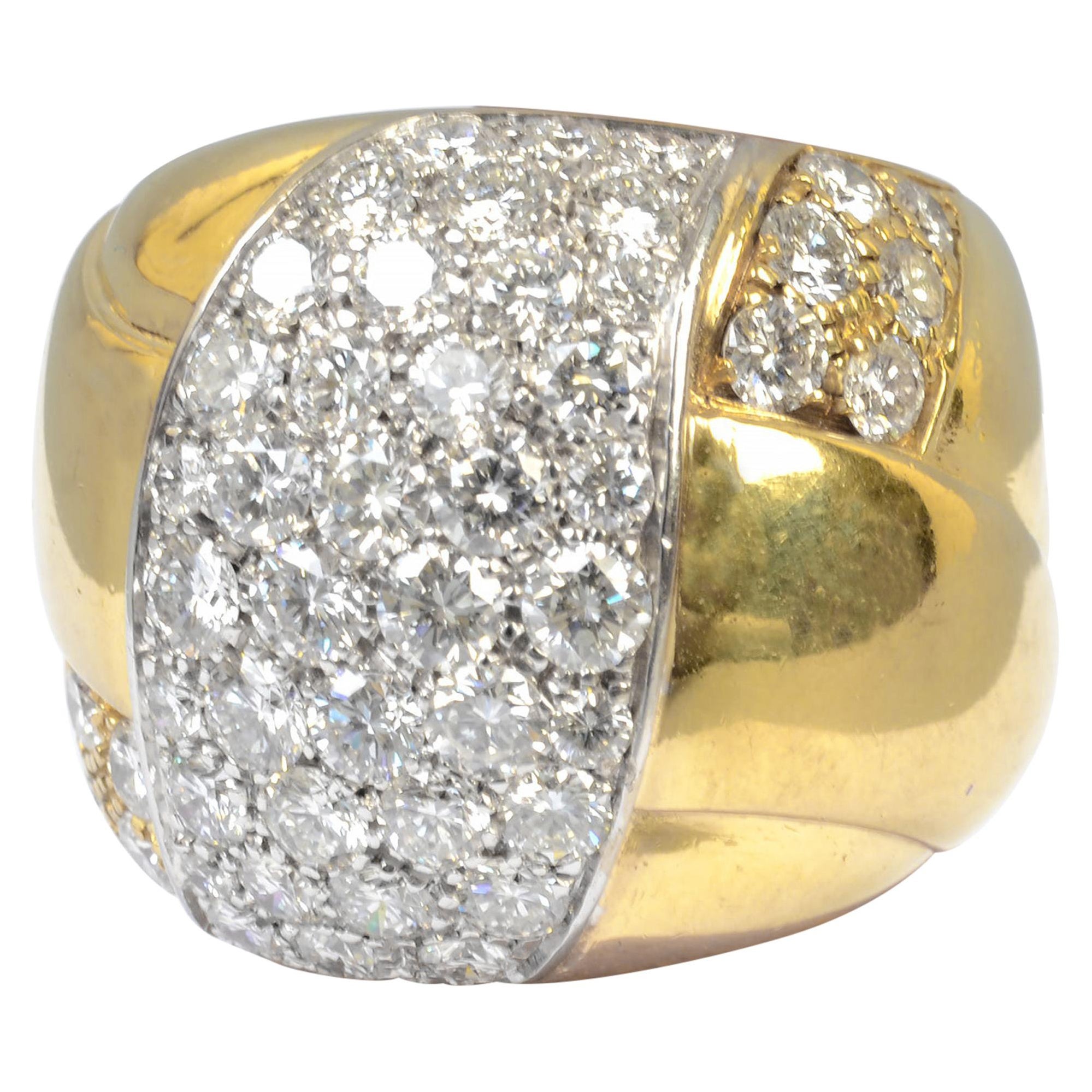 Leo Pizzo Wide Gold Diamond Band Ring For Sale