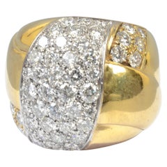 Retro Leo Pizzo Wide Gold Diamond Band Ring