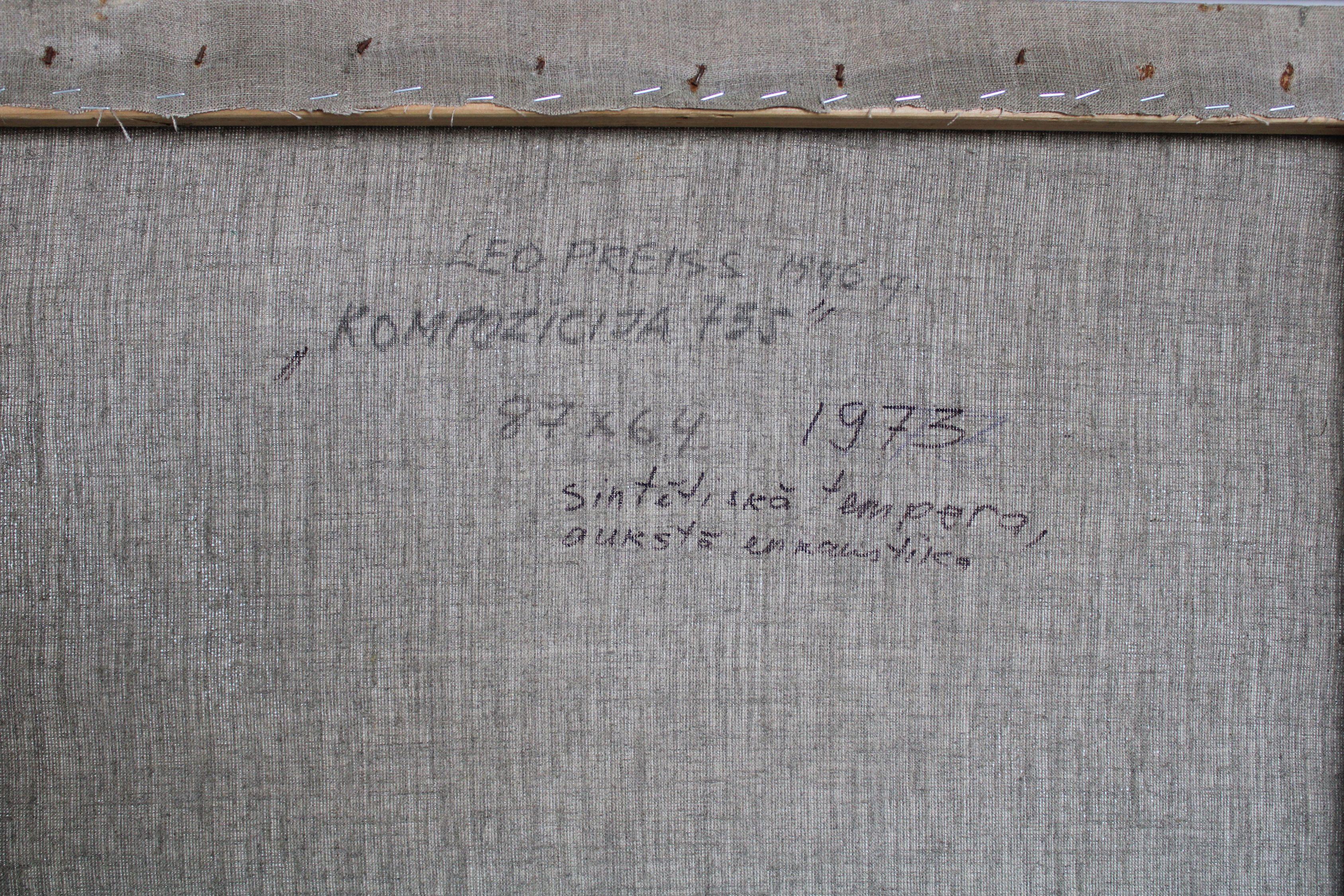 Composition. 1973, canvas, synthetic tempera, cold encaustic, 87x64 cm For Sale 7