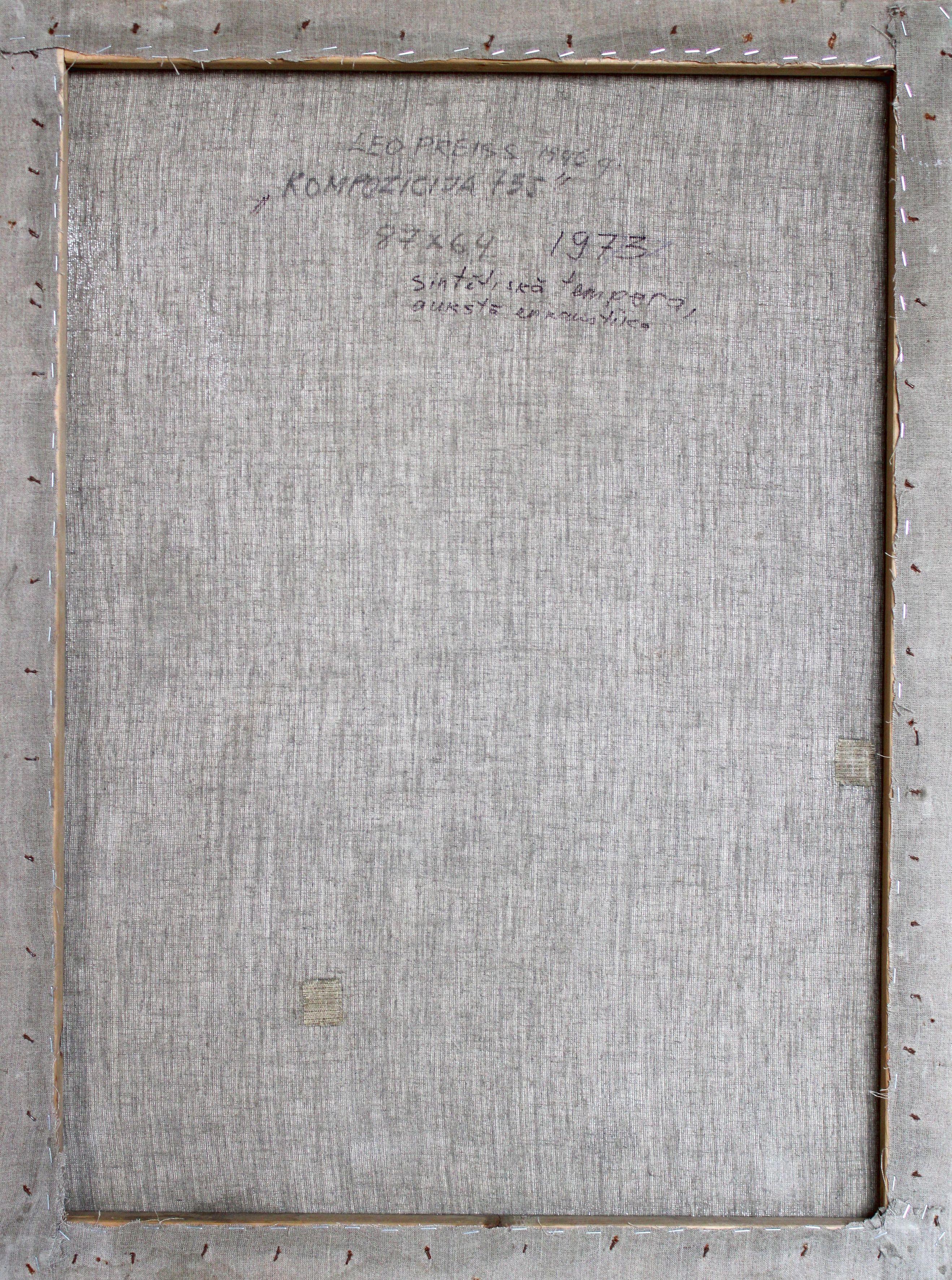 Composition. 1973, canvas, synthetic tempera, cold encaustic, 87x64 cm For Sale 10