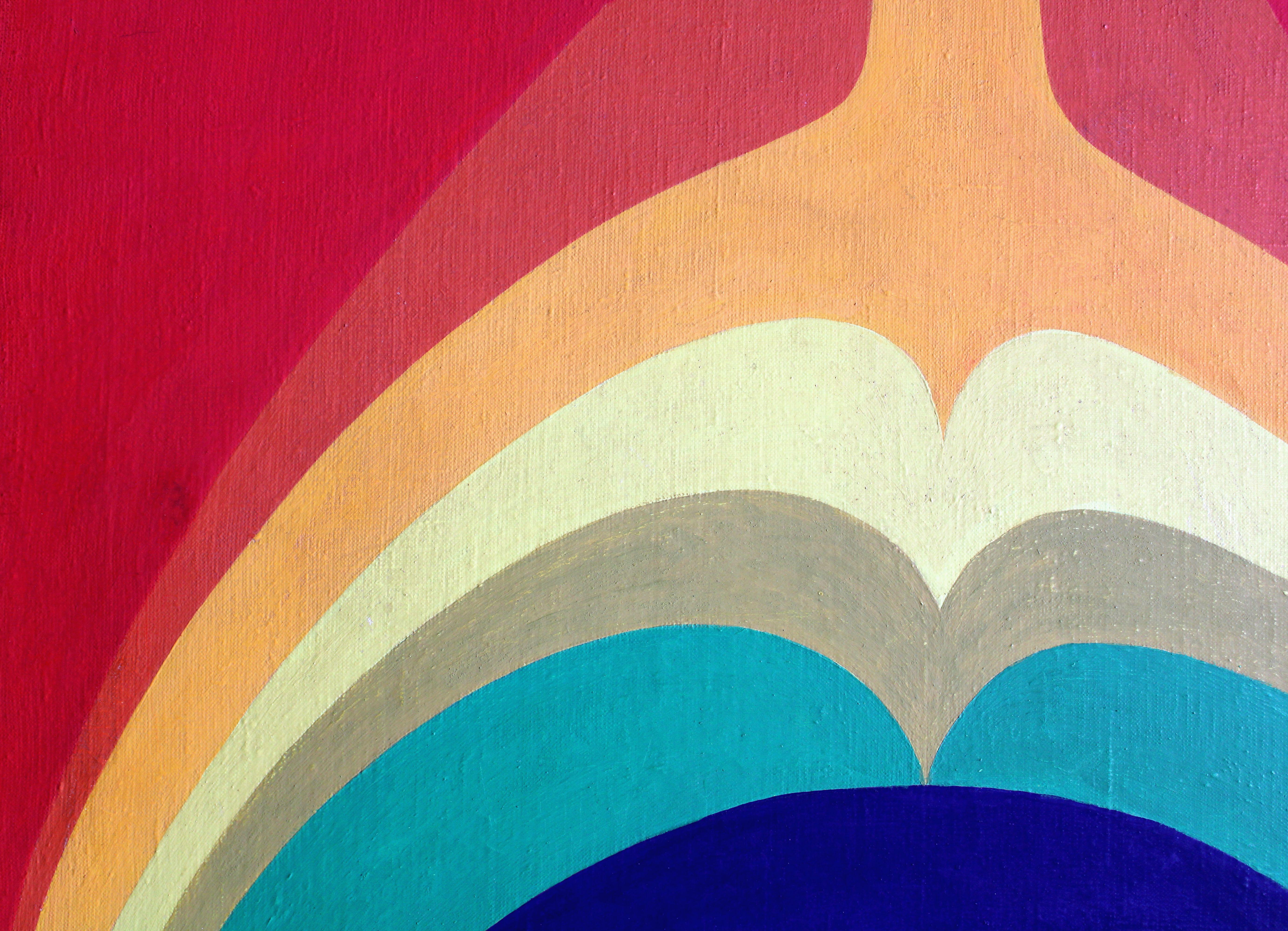 Composizione. 1973, tela, tempera sintetica, encausto a freddo, 87x64 cm
Composizione cubista nei colori rosso, giallo, verde e blu
