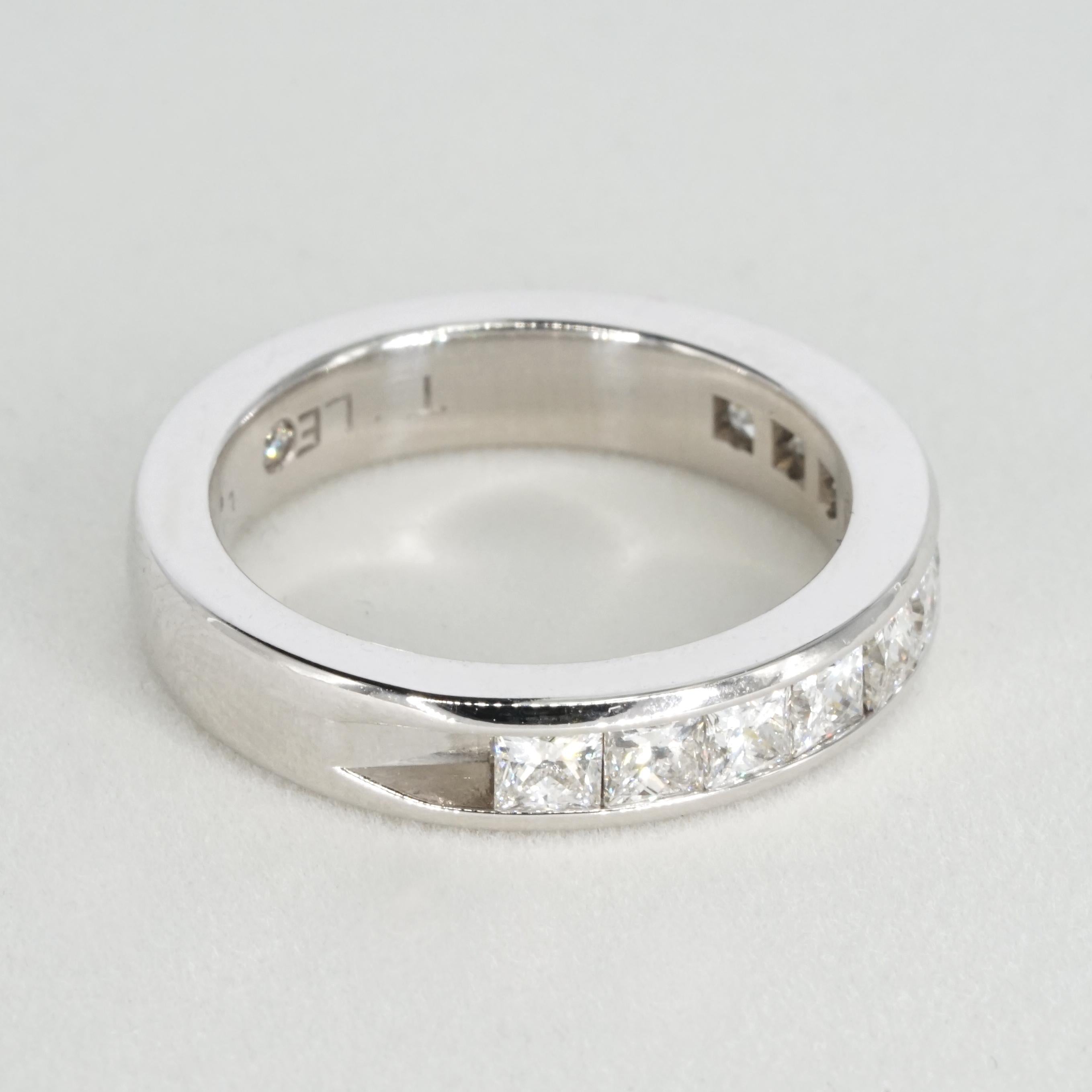 Elegant and timeless, this stunning eternity band showcases 10 natural Leo Princess brilliant-cut diamonds totaling approximately 1.26 carats. Each diamond is expertly set in a channel design, allowing for a seamless flow of brilliance and fire.