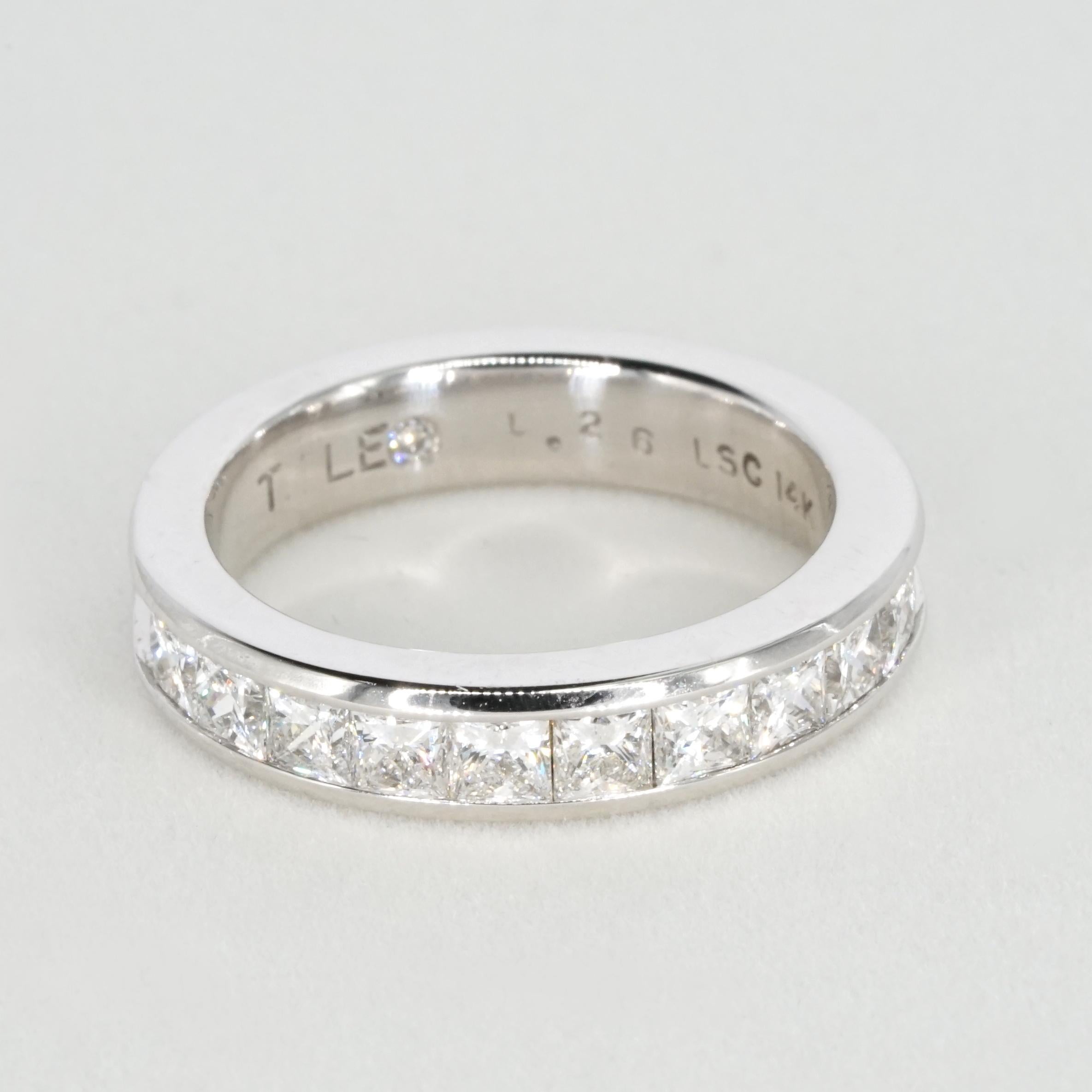 Princess Cut Leo Princess Brilliant-Cut Diamond Eternity Band in 14K White Gold For Sale