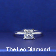Leo Princess Cut Diamond 0.98 Carat White Gold Four Prong Solitaire Ring
