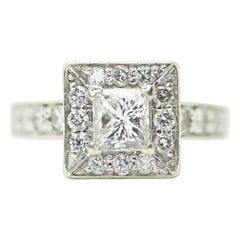 "Leo" Princess Cut Diamond Set in 10k White Gold Halo Setting