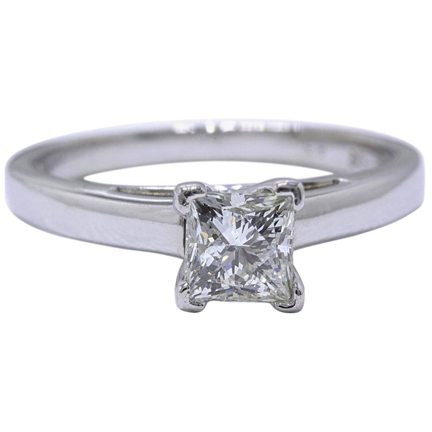 Leo Diamond Princess Cut 1.01 CT D VS1 Solitaire Engagement Ring 14K White  Gold For Sale at 1stDibs