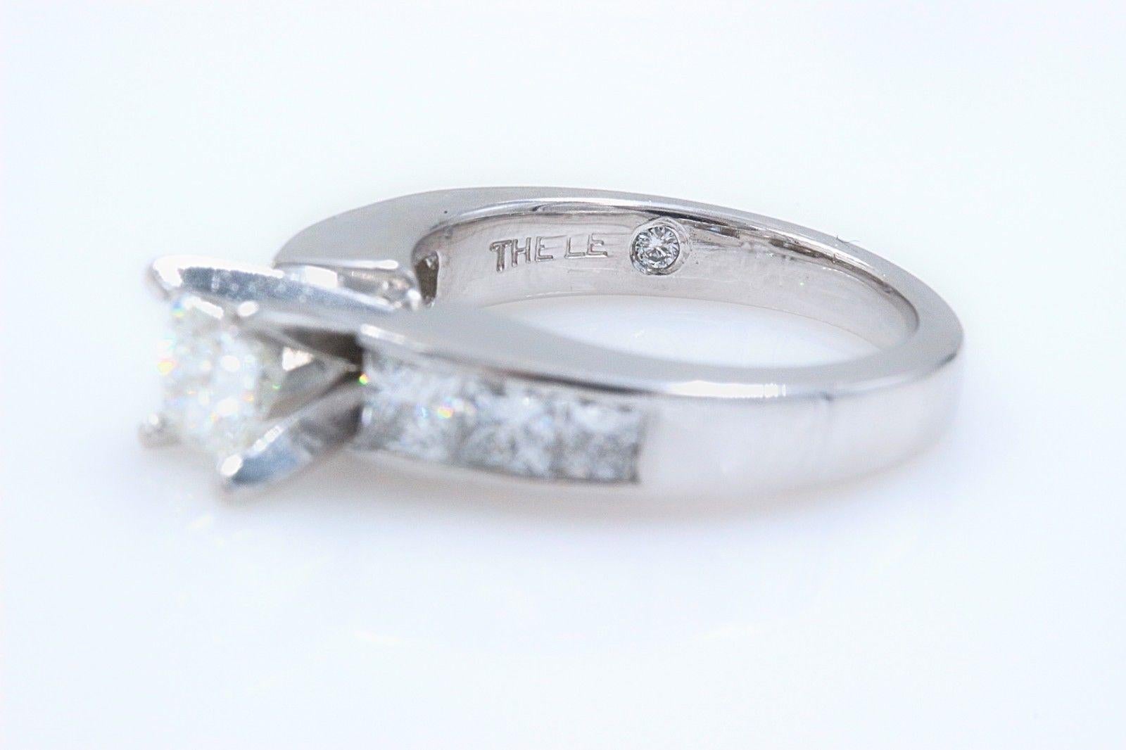 Leo Princess Diamond Engagement Ring 1.52 Carat 14 Karat White Gold In Excellent Condition In San Diego, CA