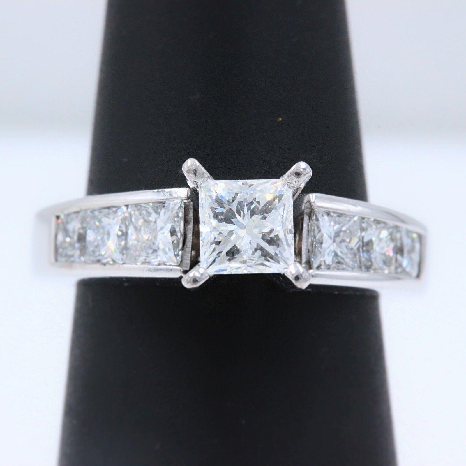 Leo Princess Diamond Engagement Ring 1.52 Carat 14 Karat White Gold 2