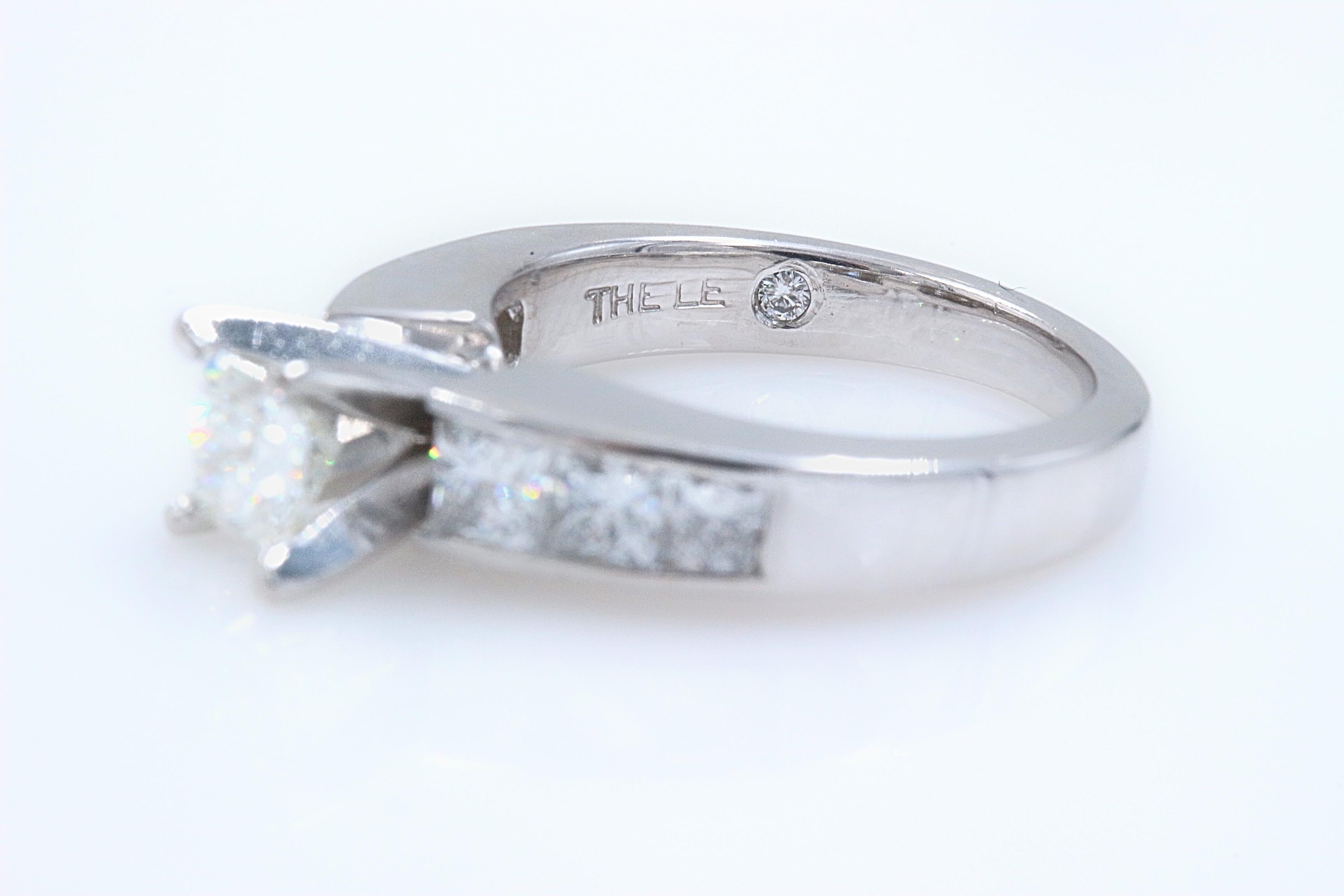 Leo Princess Diamond Engagement Ring 1.55 Carat 14 Karat White Gold 8