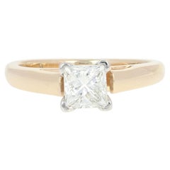 Vintage LEO Princess Diamond Ring, 14 Karat Gold and Platinum VVSI I .75 Carat