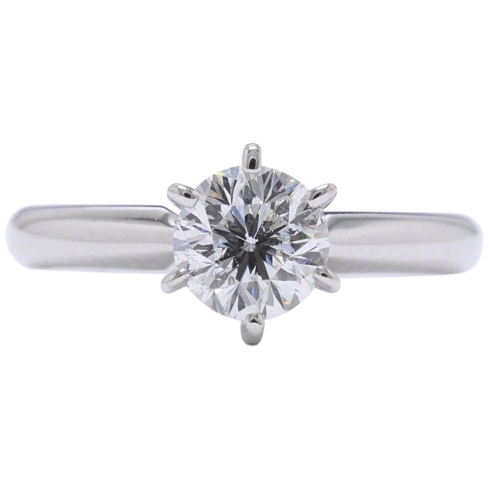 Leo Round Brilliant Diamond Solitaire Engagement Ring 0.97 CT 14KT WG GSI GEMX For Sale