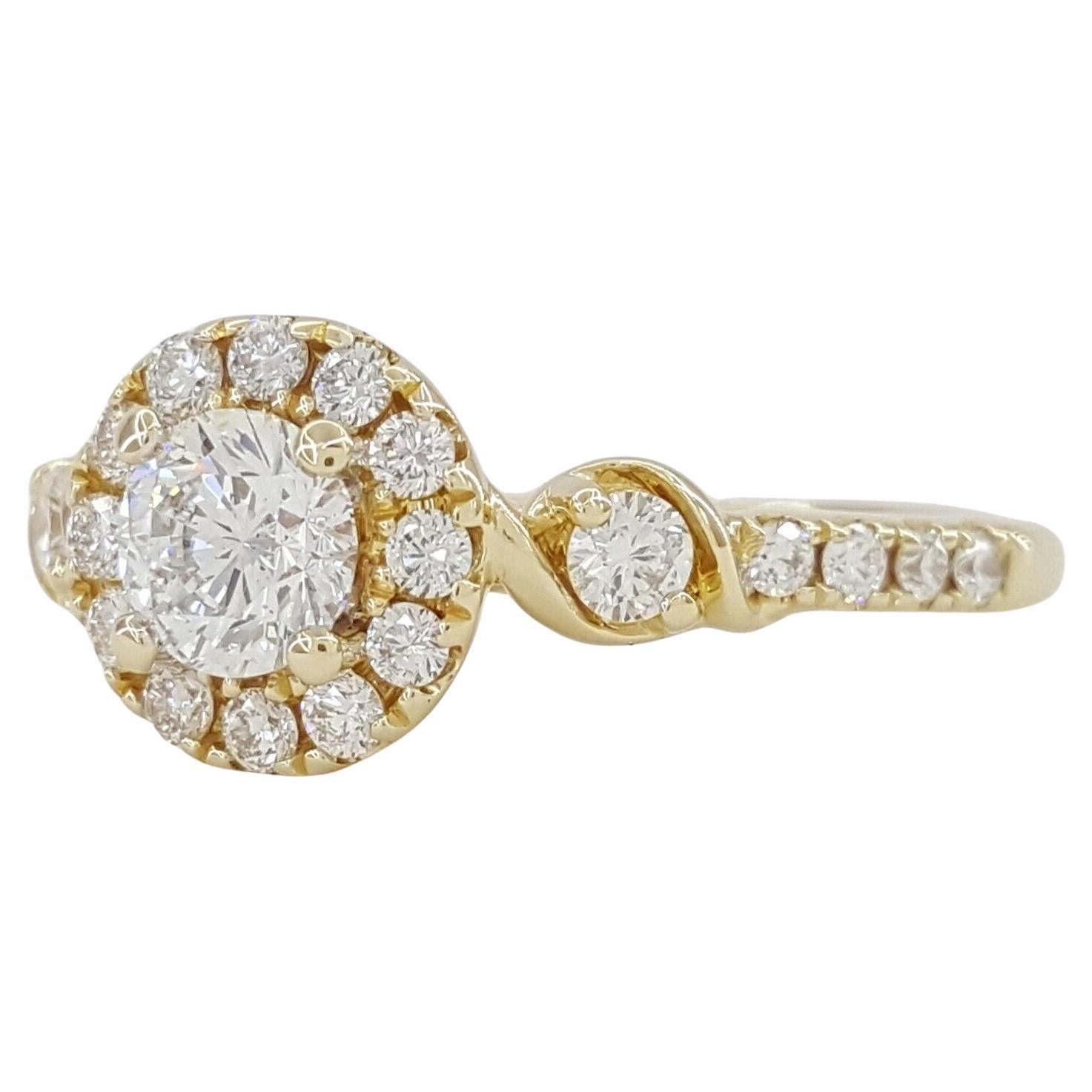 Contemporary Leo Round Cut Diamond Engagement Ring For Sale