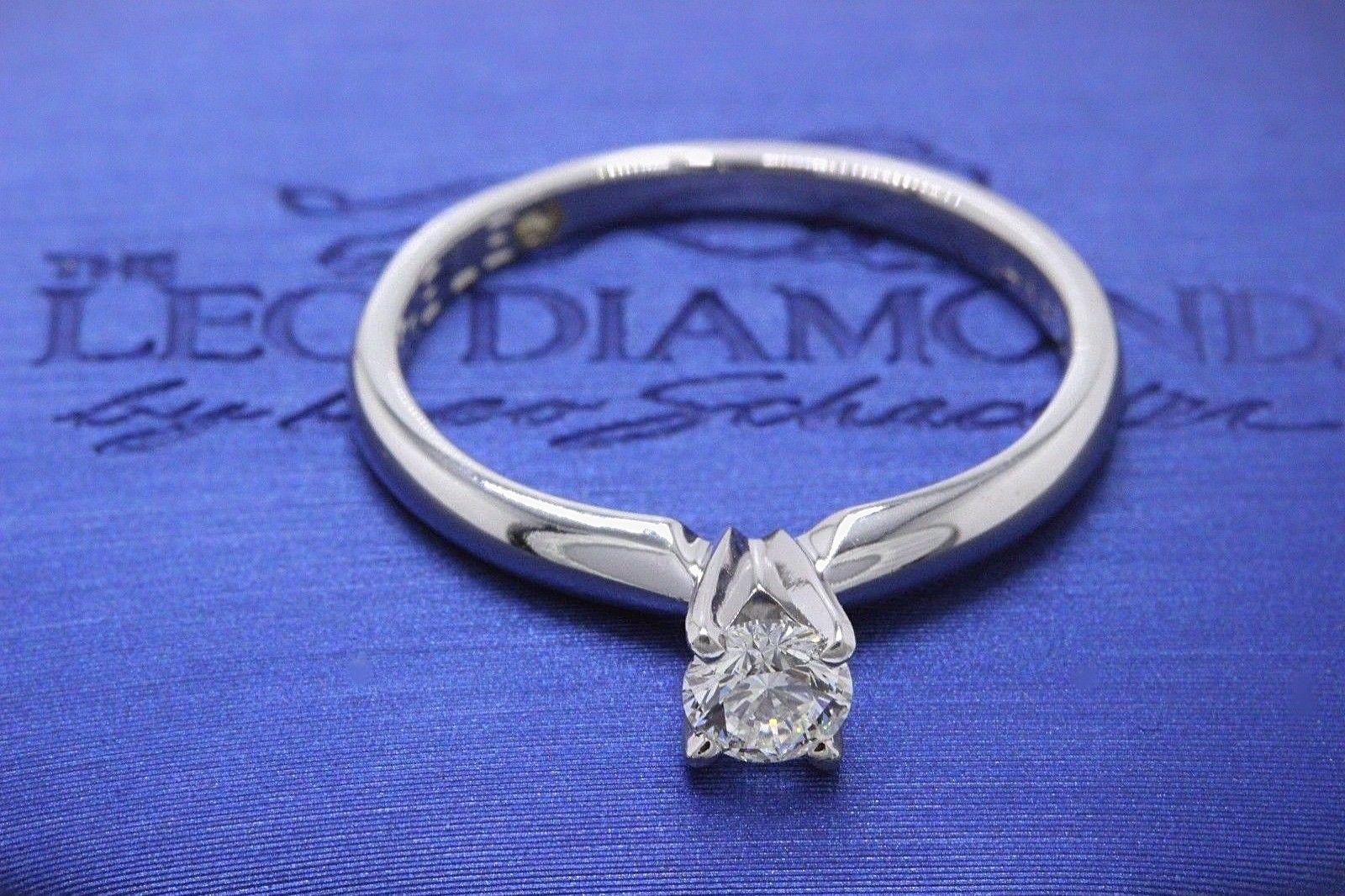 Round Cut Leo Round Diamond Solitaire Engagement Ring 0.30 Carat I VVS2 14 Karat Gold For Sale