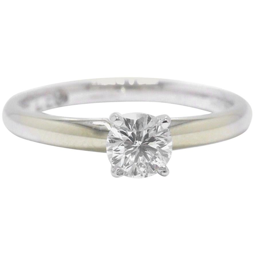 Leo Round Diamond Solitaire Engagement Ring 0.50 CTS I SI2 14K White Gold For Sale