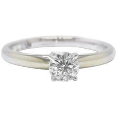 Leo Round Diamond Solitaire Engagement Ring 0.50 CTS I SI2 14K White Gold