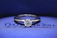 Leo Round Diamond Solitaire Engagement Ring 0.67 Carat I SI1 14 Karat White Gold