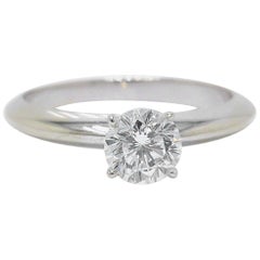 Leo Round Diamond Solitaire Engagement Ring 0.67 Carat I SI1 14 Karat White Gold