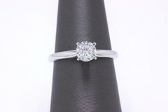 Leo Round Diamond Solitaire Engagement Ring 0.69 Carat G SI2 14 Karat White Gold
