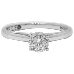 Used Leo Round Diamond Solitaire Engagement Ring 0.69 Carat G SI2 14 Karat White Gold